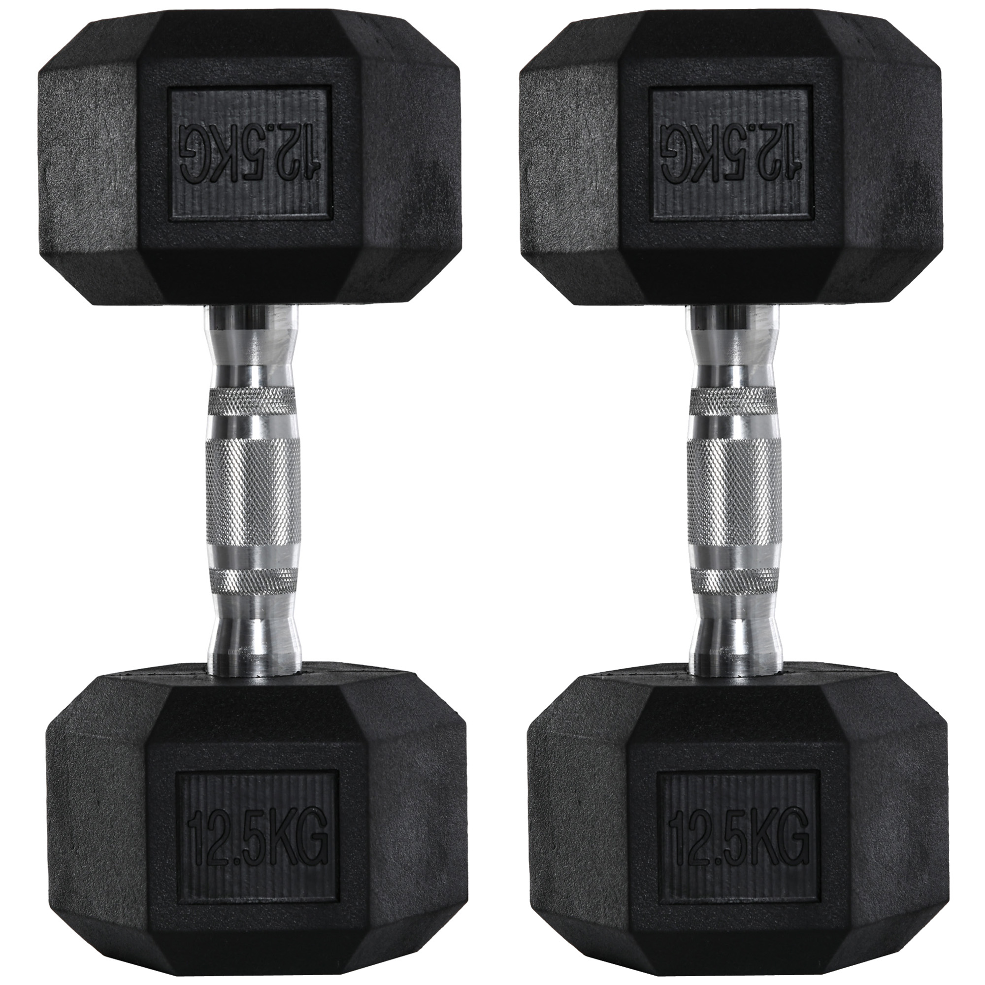 2x12.5kg Rubber Hex Dumbbell Portable Hand Weights Dumbbell Home Gym Workout Fitness Hand Dumbbell - Life Essentials
