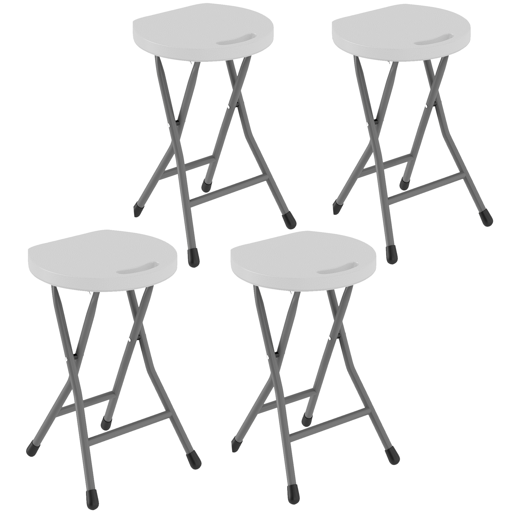 SUNVISTA Set of Four Folding Carry Stools - White - Life Essentials