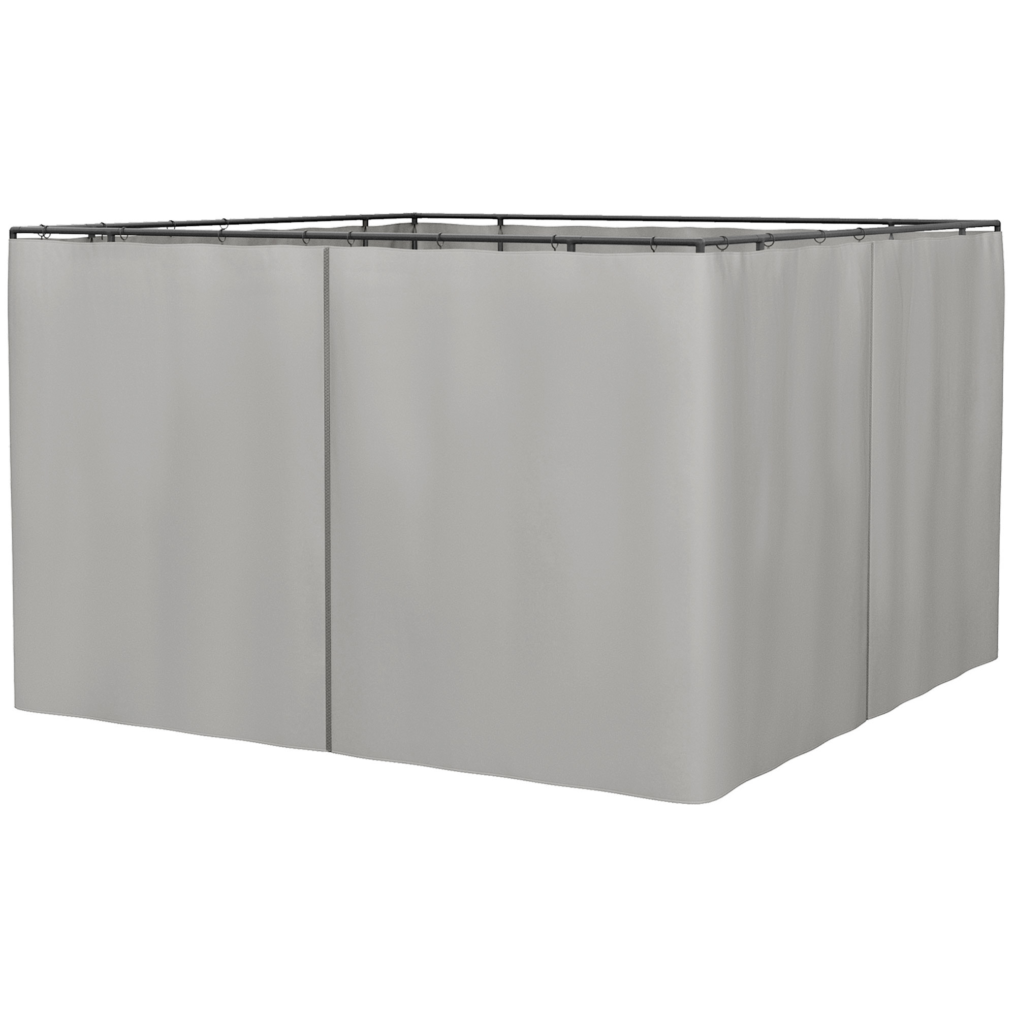 3 x 3M Universal Gazebo Sidewall Set with 4 Panels, Hooks/C-Rings Included for Pergolas & Cabanas, Light Grey - Life Essentials