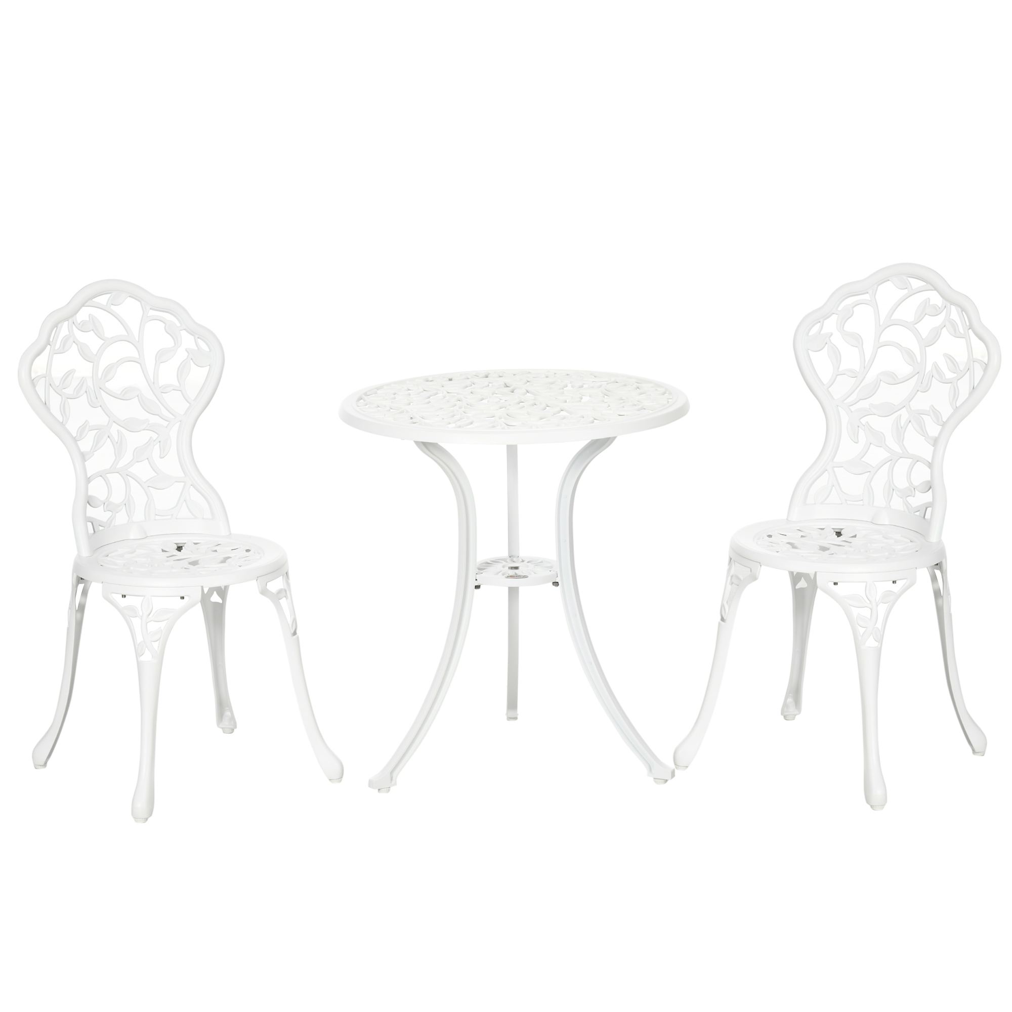 3 Pcs Aluminium Bistro Set Garden Furniture Dining Table Chairs Antique Outdoor Seat Patio Seater White - Life Essentials