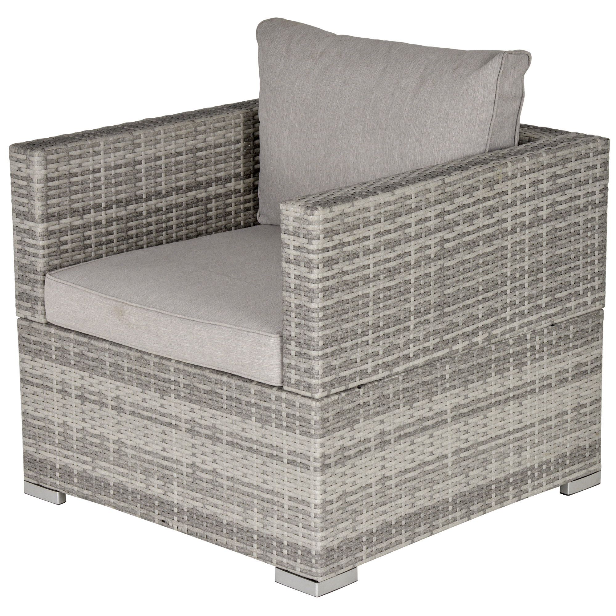 Outdoor Patio Furniture Single Rattan Sofa Chair Padded Cushion All Weather for Garden Poolside Balcony Grey - Life Essentials