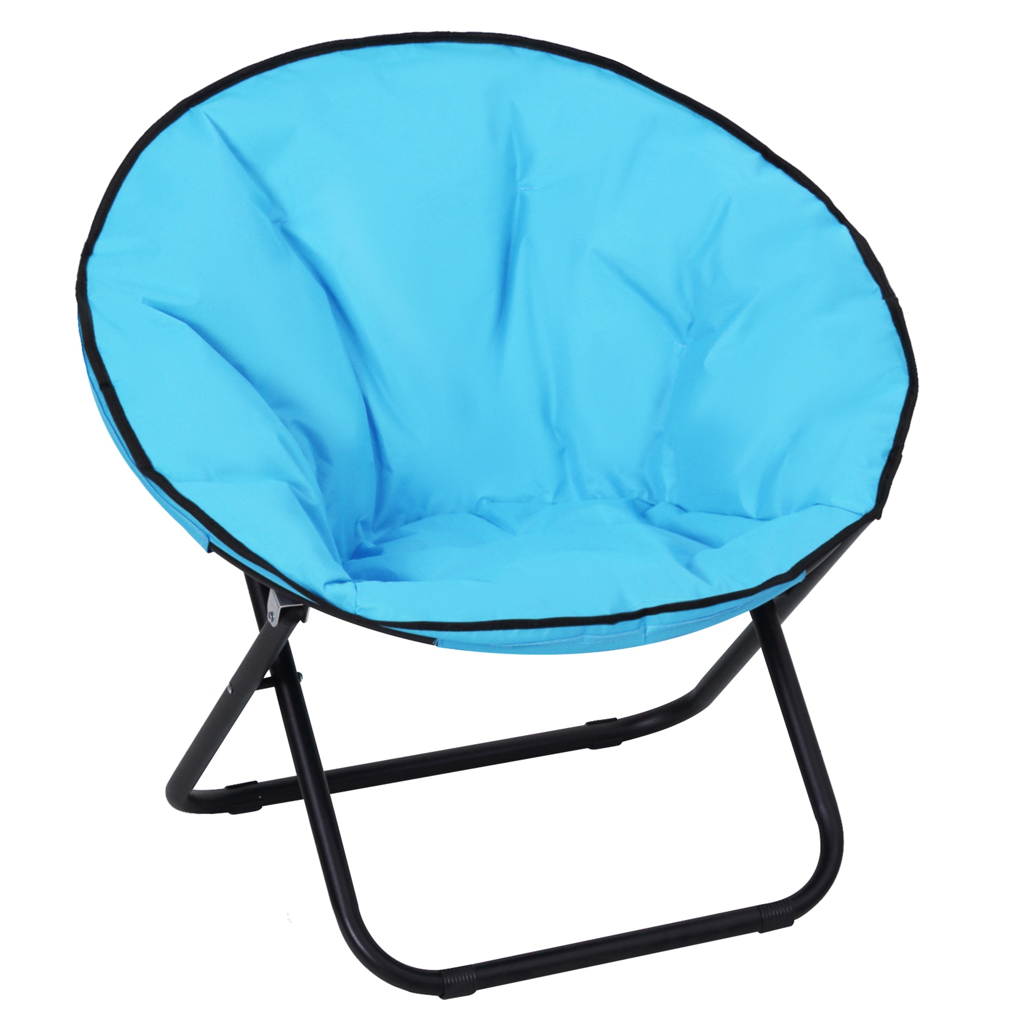 Garden Folding Portable Padded Saucer Moon Chair Padded Round Outdoor Camping Travel Fishing Seat Blue - Life Essentials