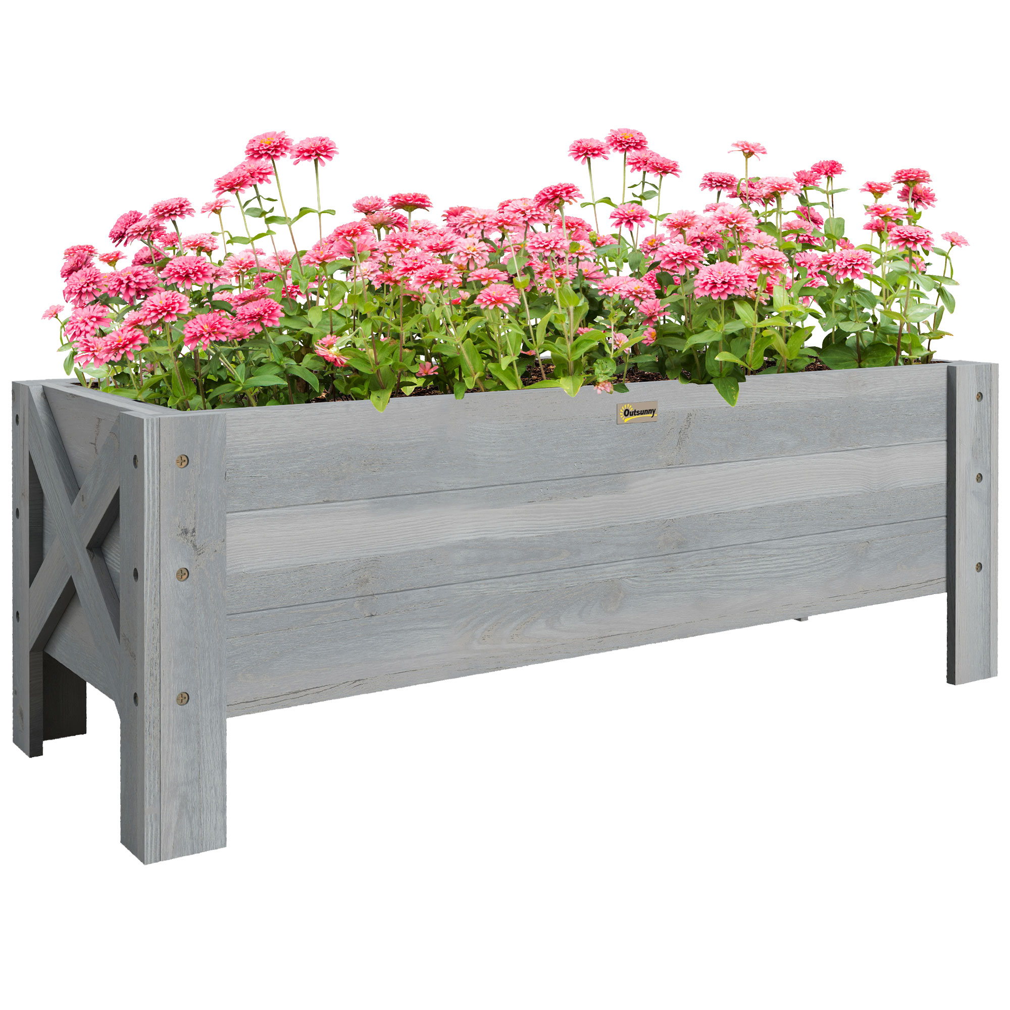 SUNVISTA 58L Garden Raised Bed Planter Grow Containers for Outdoor Patio Plant Flower Vegetable Pot Fir Wood, 100 x 36.5 x 36 cm, Grey - Life 