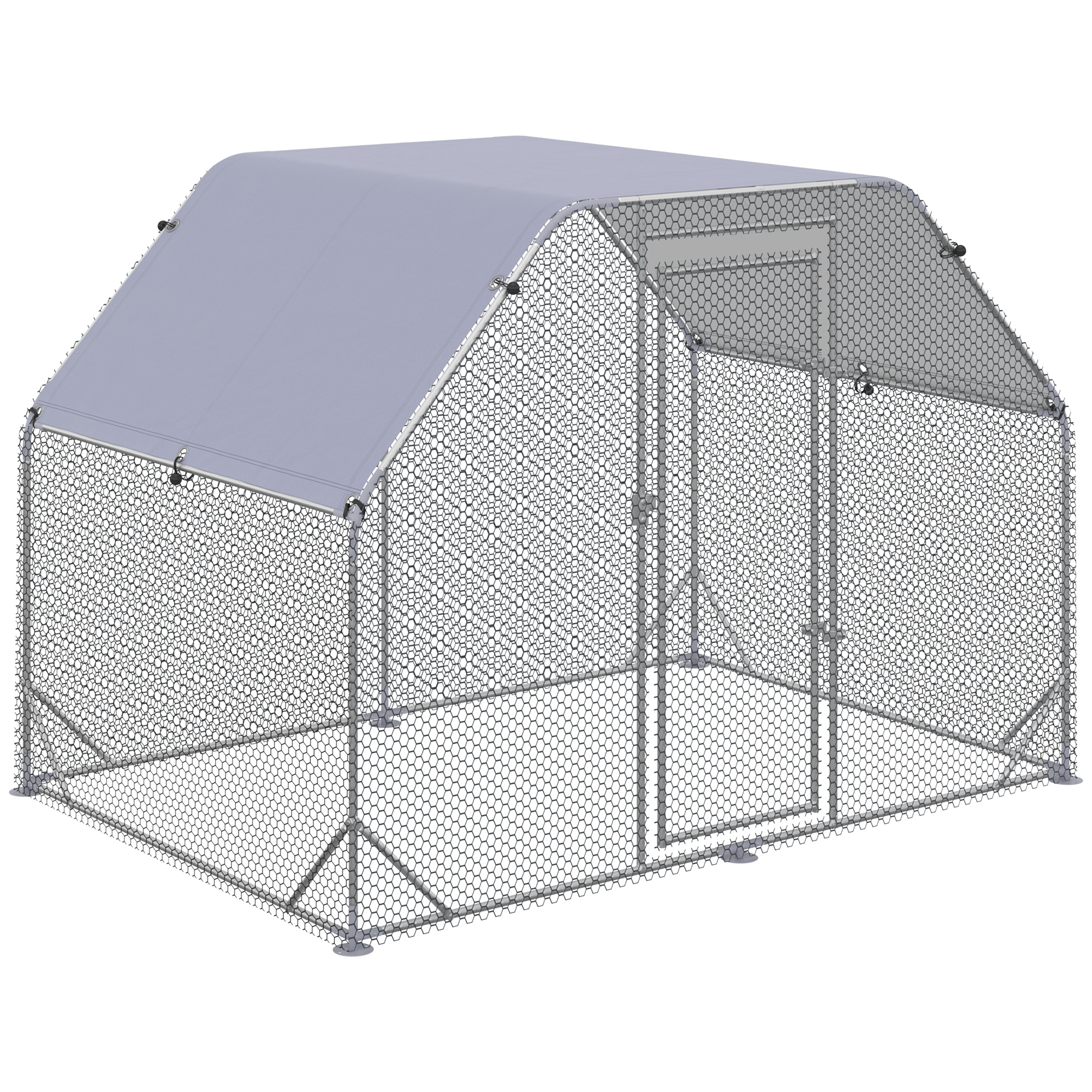 Chicken Run with Roof, Walk In Chicken Coop for 4-6 Chickens, Hen House Duck Pen Outdoor, 280x190x195 cm - Life Essentials
