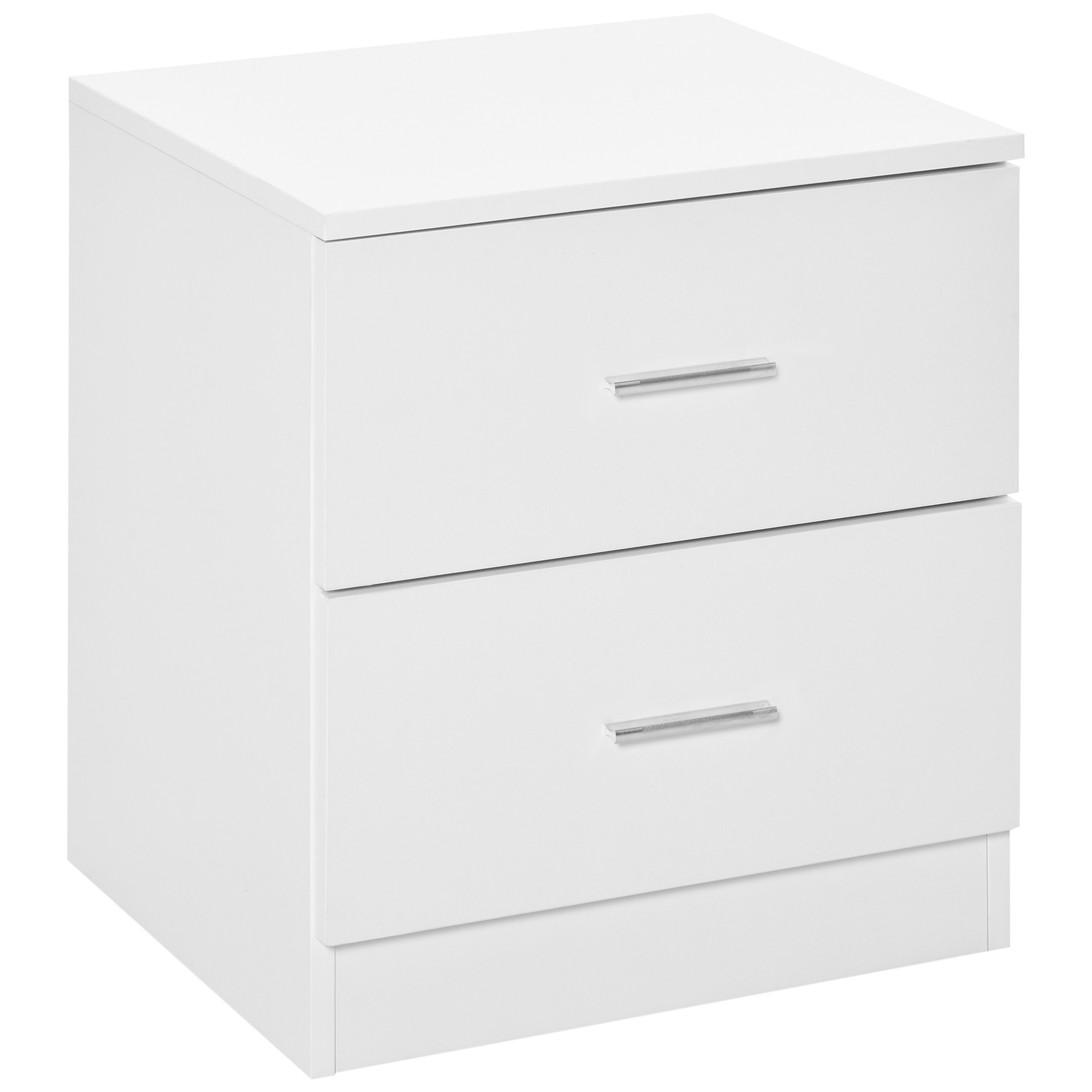 Bedside Table - ISLIN 2 Drawer Nightstand White 45cm - Life Essentials