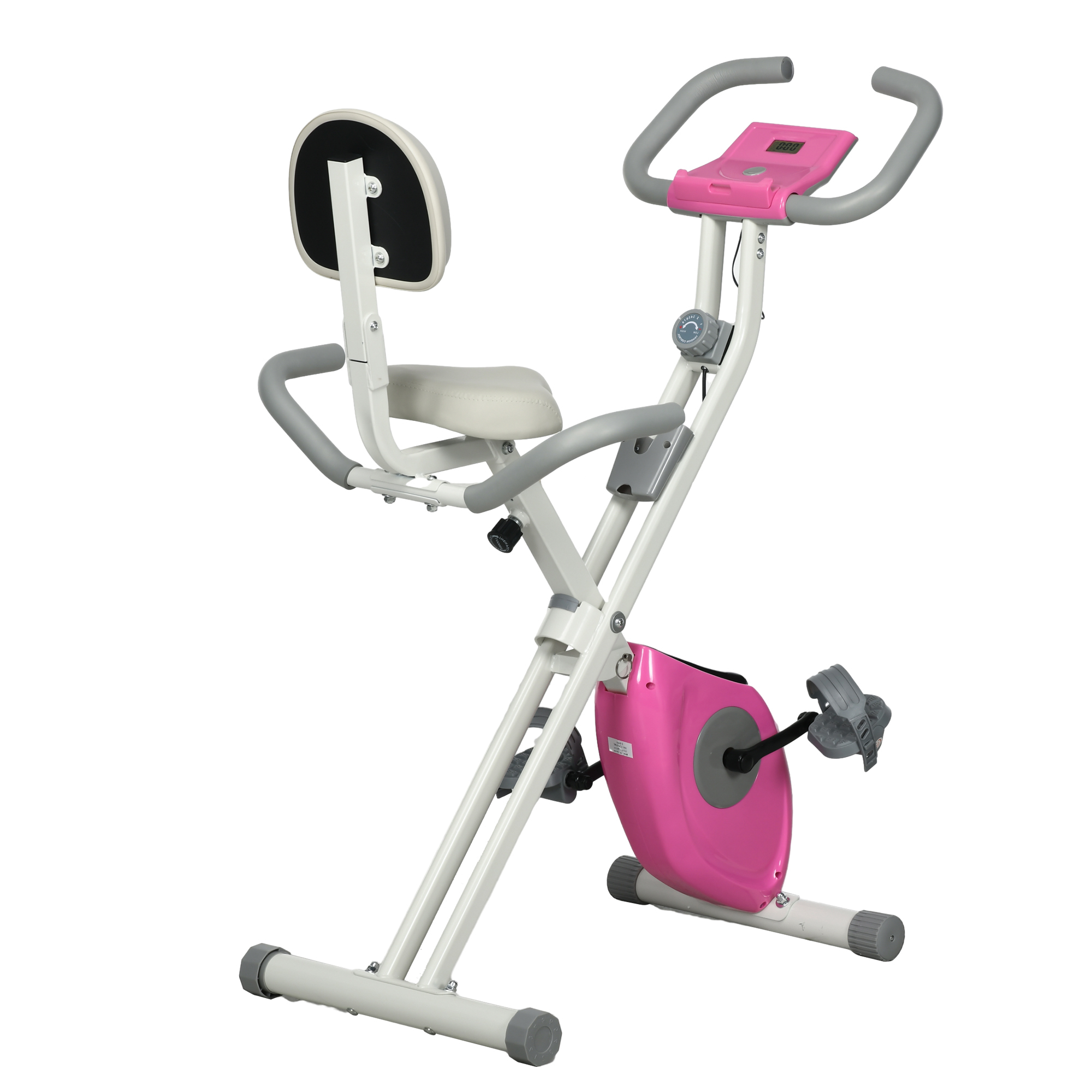 Scott Folding Exercise Bike with Backrest Upright Adjustable - White - Life Essentials