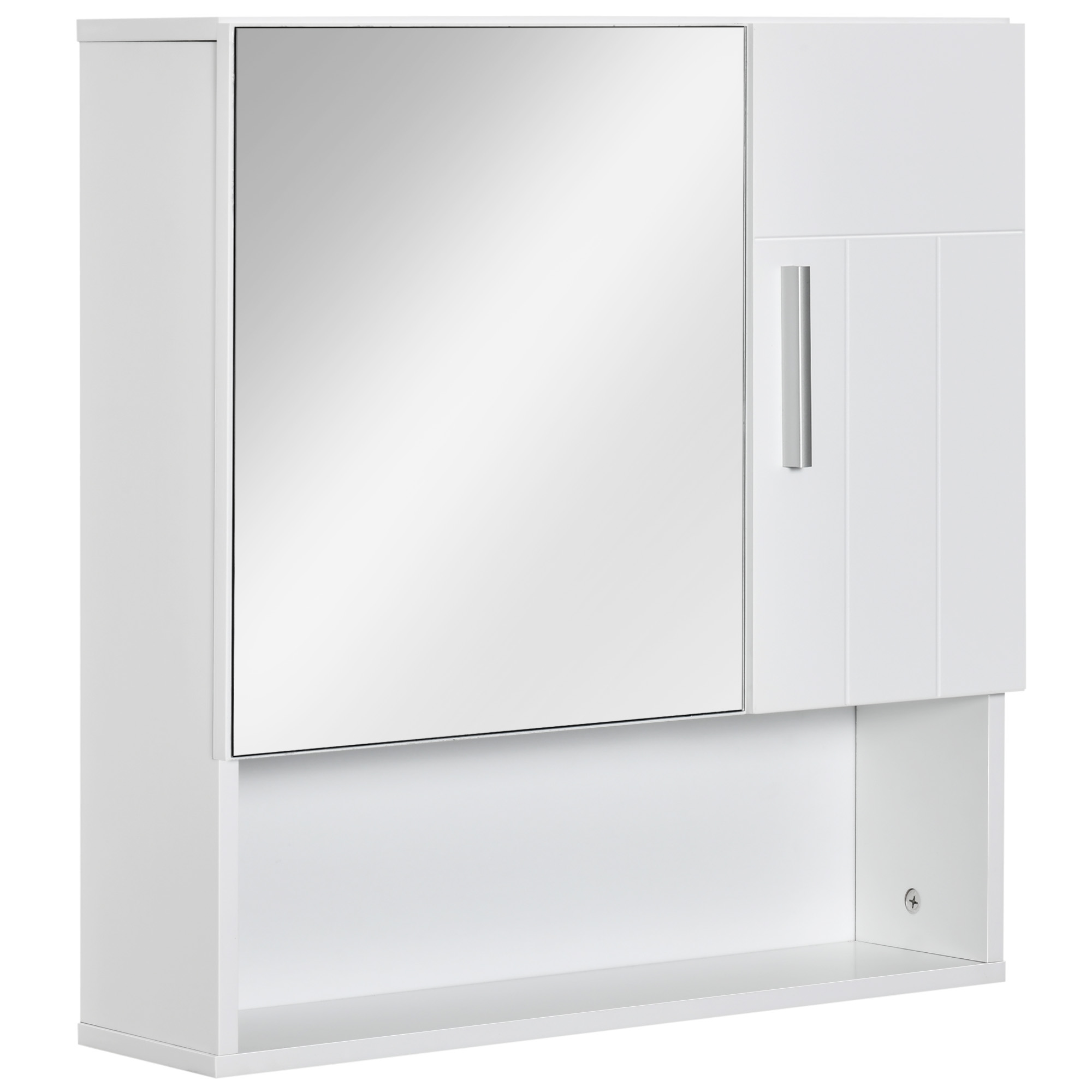 Bathroom Mirror Cabinet, Wall Mounted Storage Cupboard Organizer with Double Doors and Adjustable Shelf, White - Life Essentials