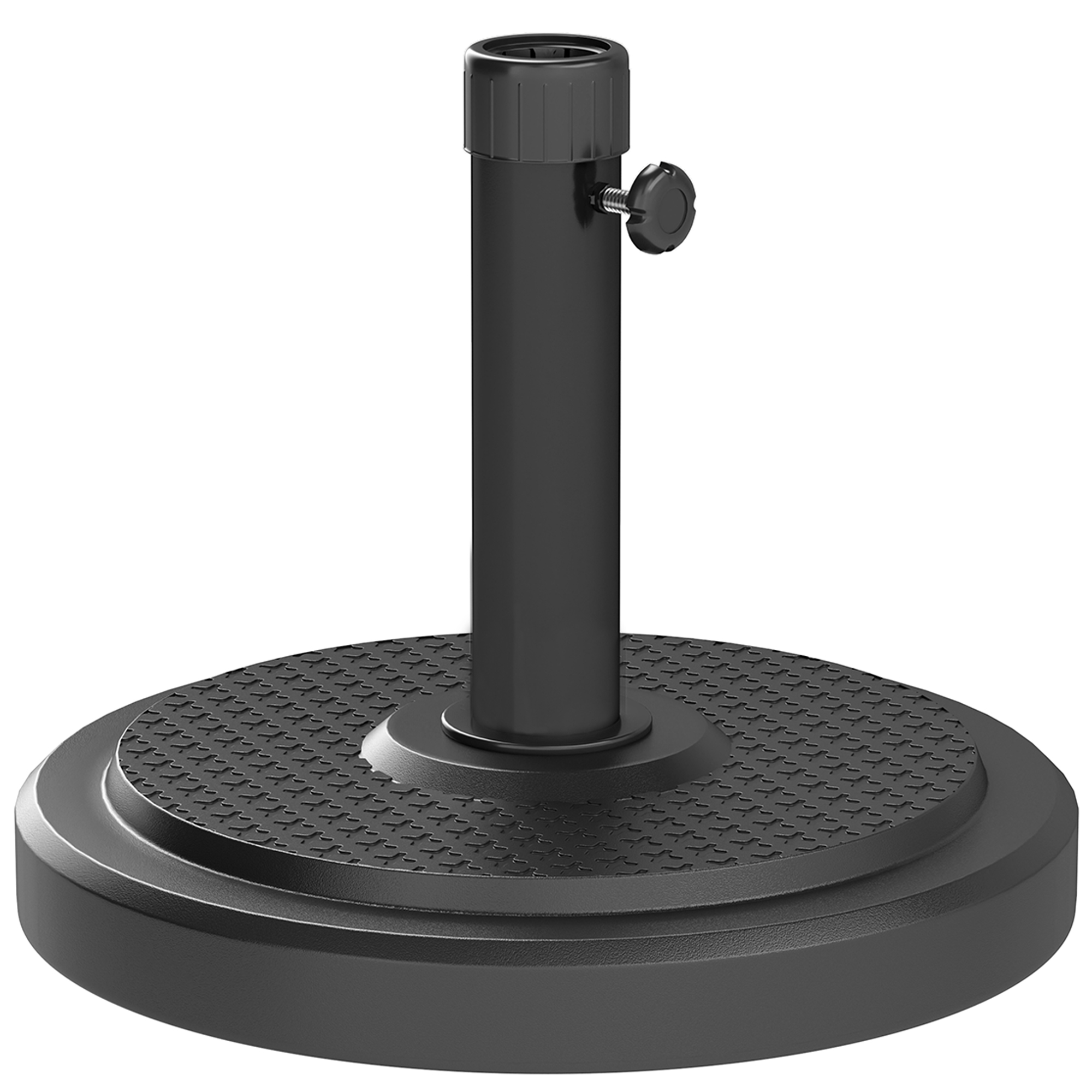 SUNVISTA 22kg Garden Parasol Base, Round HDPE Sun Umbrella Base, Heavy Duty Outdoor Umbrella Stand for 38mm or 48mm Outdoor Umbrella Poles, Black - 