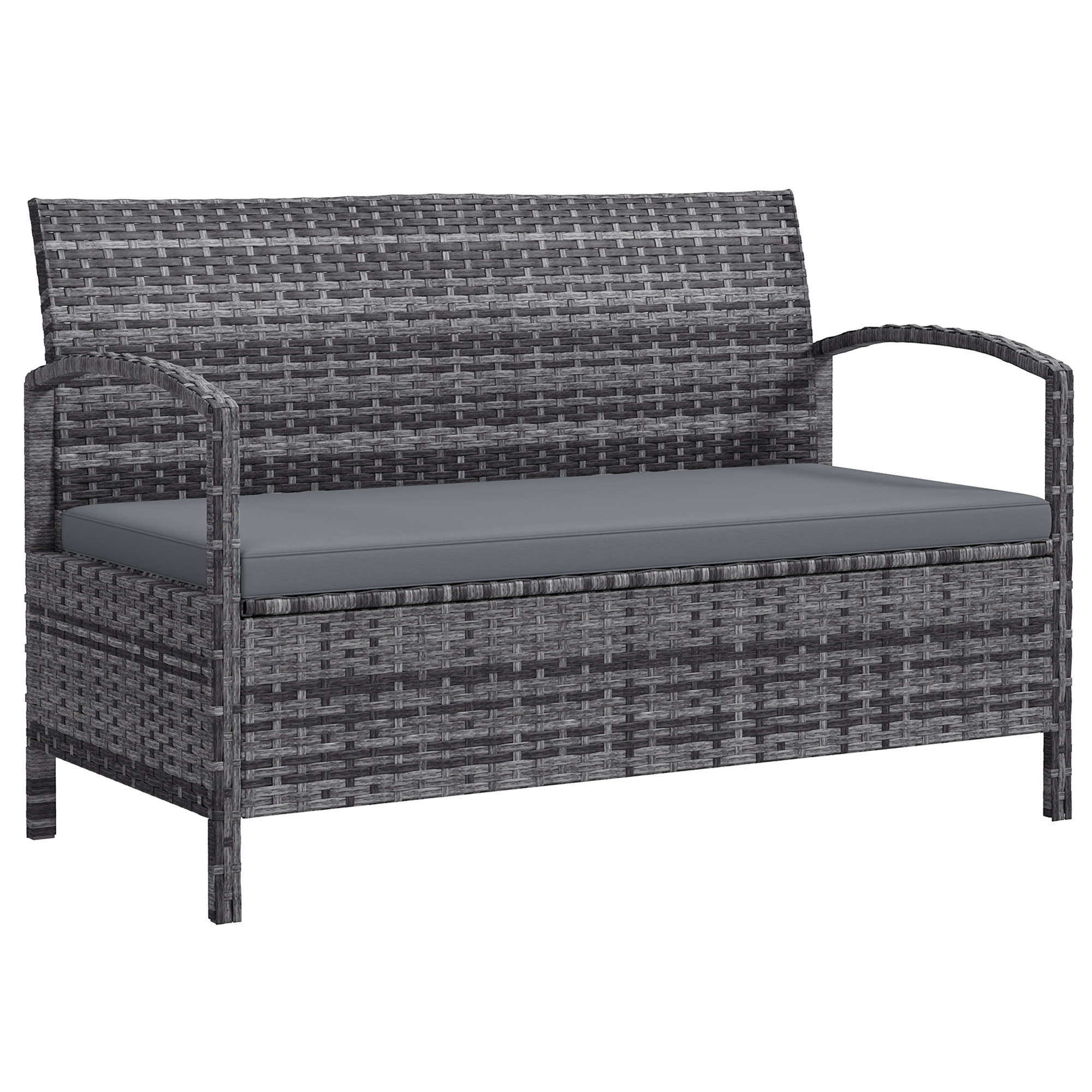 SUNVISTA 125L Storage Garden Bench, with Cushion - Grey - Life Essentials