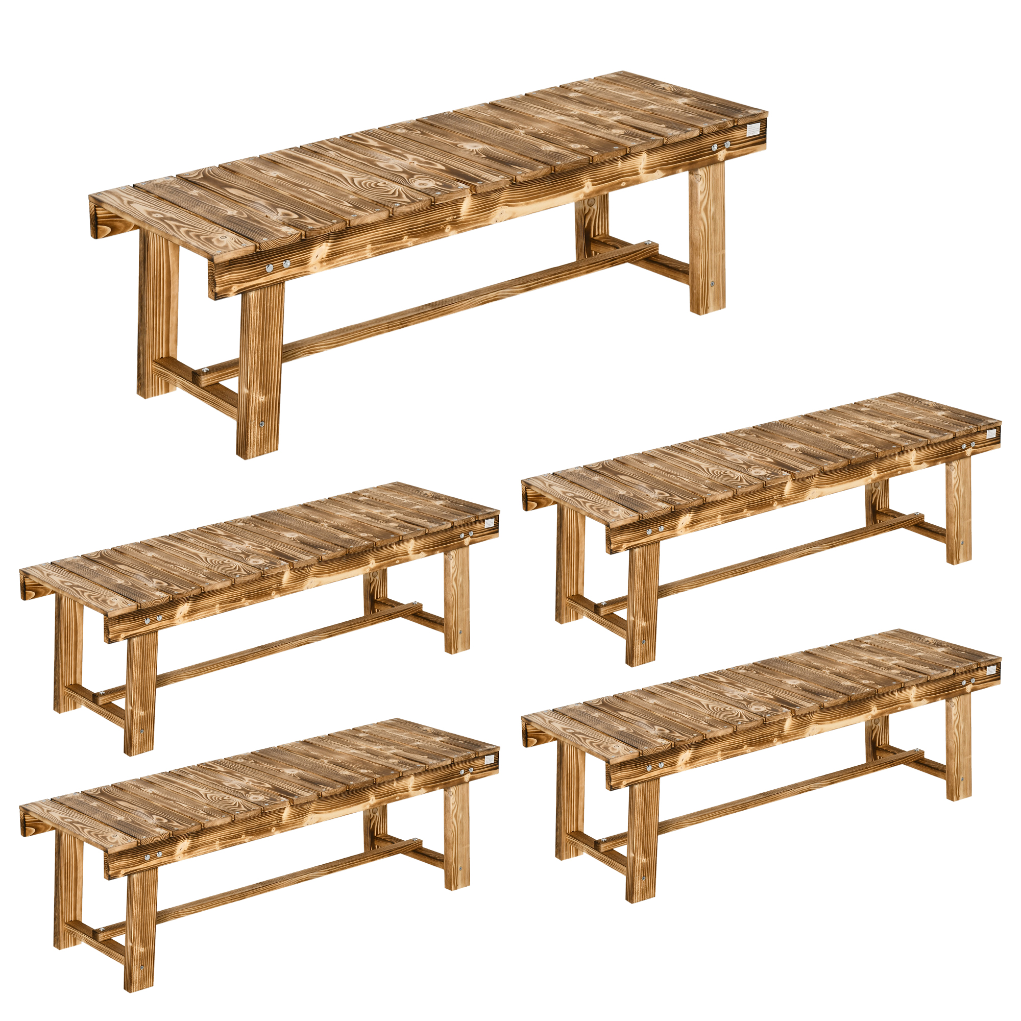 Jones 5-Seat Wooden Garden Bench Loveseat - Brown - Life Essentials