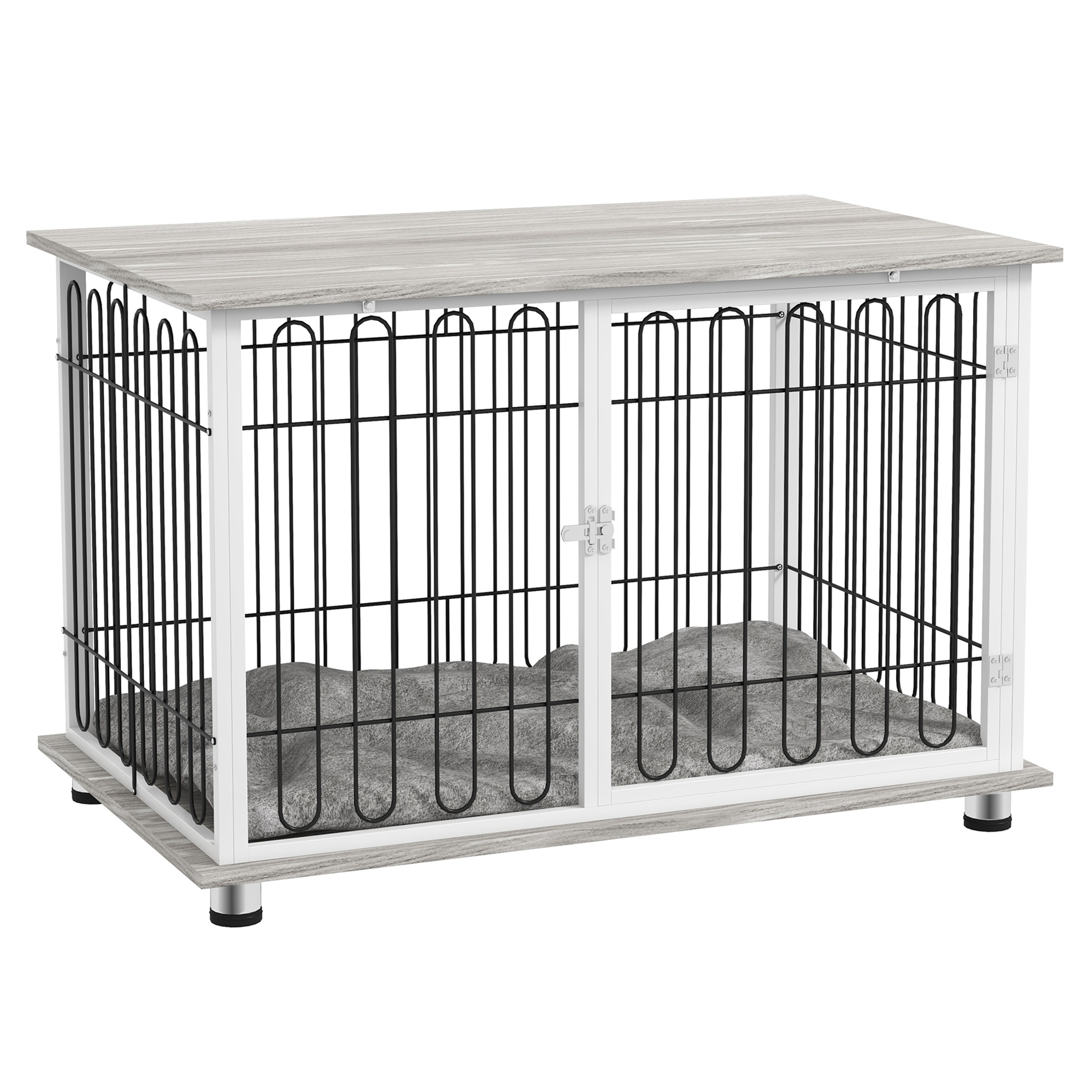 Indoor Dog Crate Furniture with Washable Cushion and Lockable Doors - Life Essentials
