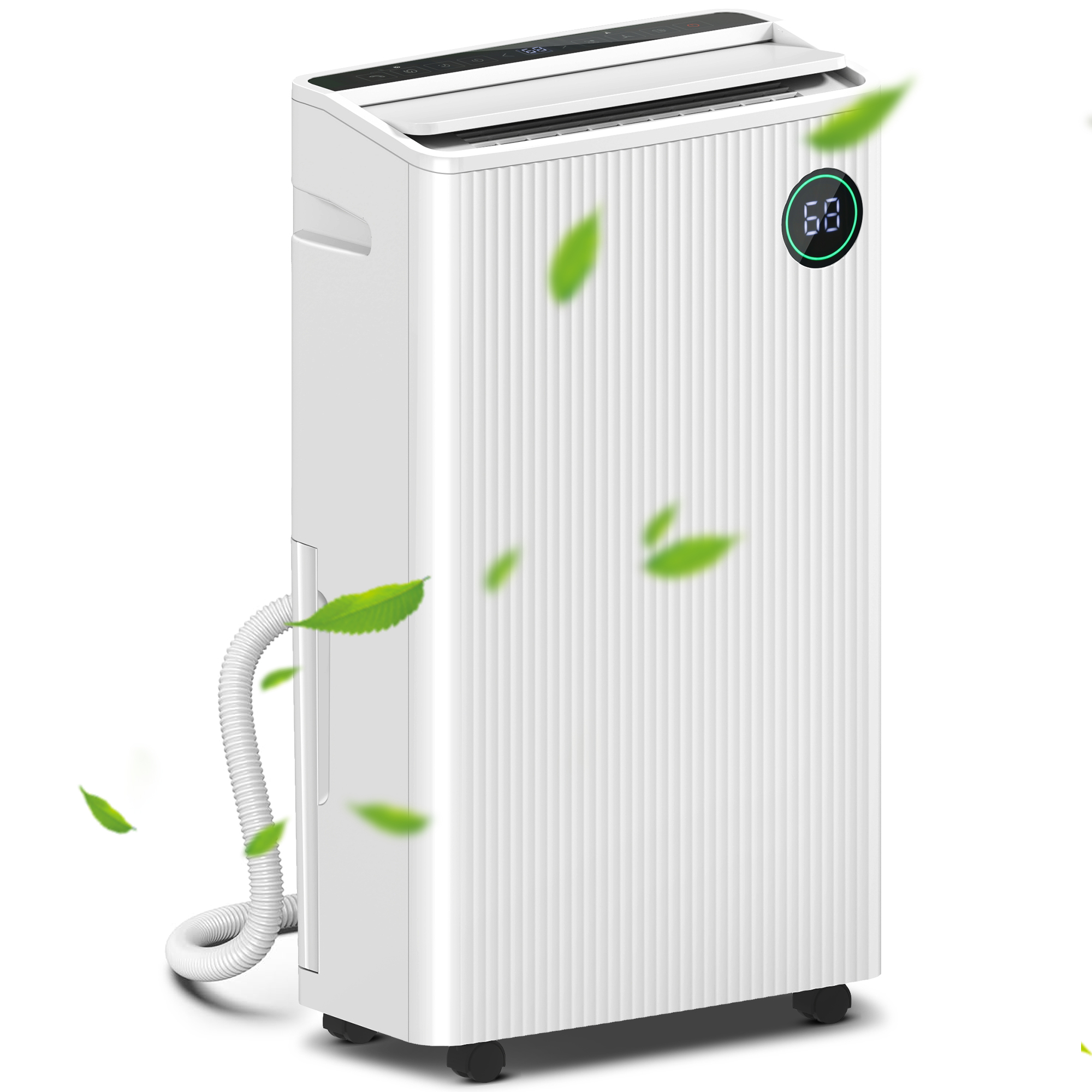 5500mL Portable Dehumidifier with Air Purifier, UVC, Ioniser, 24H Timer, 5 Modes, 16L/Day, for Home Laundry, White - Life Essentials