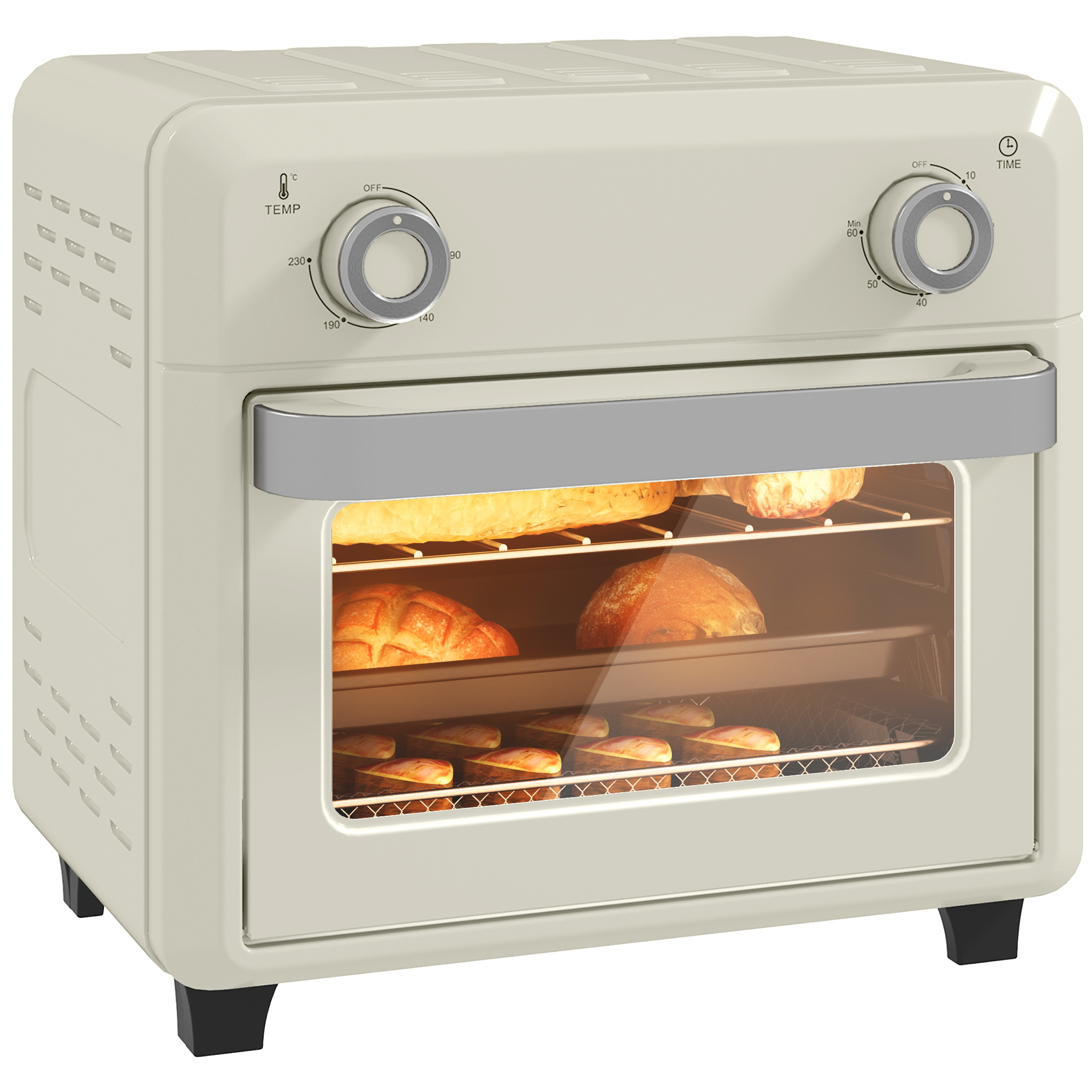 Oven Grill - 10L Air Fryer Oven 1000W Cream White 32cm - Life Essentials