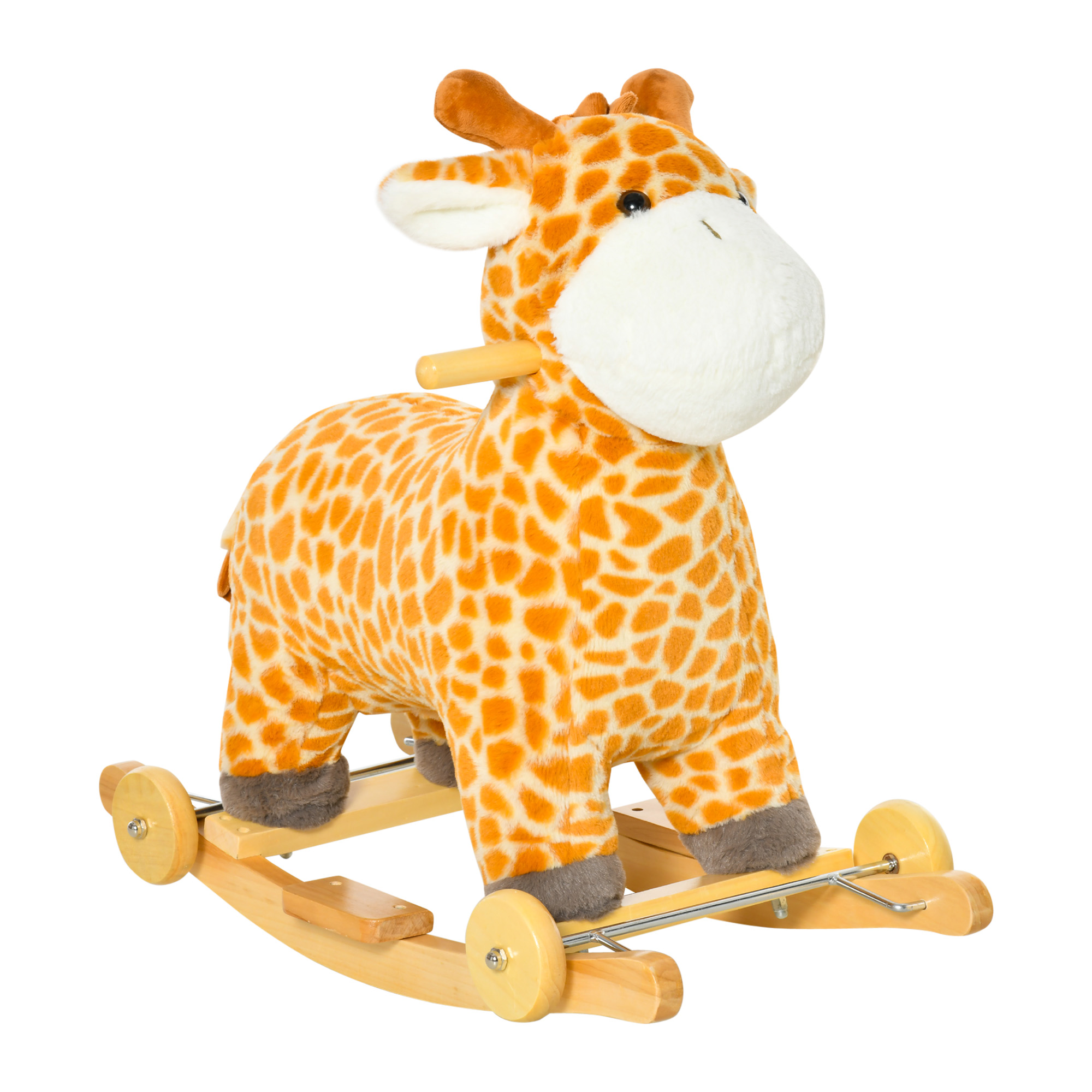 2-IN-1 Kids Plush Ride-On Rocking Gliding Horse Giraffe-shaped Plush Toy Rocker with Realistic Sounds for Child 36-72 Months Yellow - Life Essentials