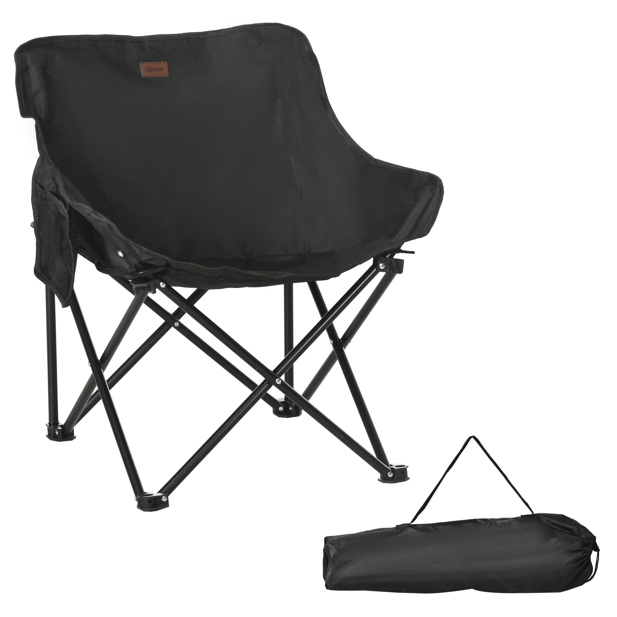 Camping Chair, Lightweight Folding Chair with Carrying Bag and Storage Pocket, Perfect for Festivals, Fishing, Beach and Hiking, Black - Life 