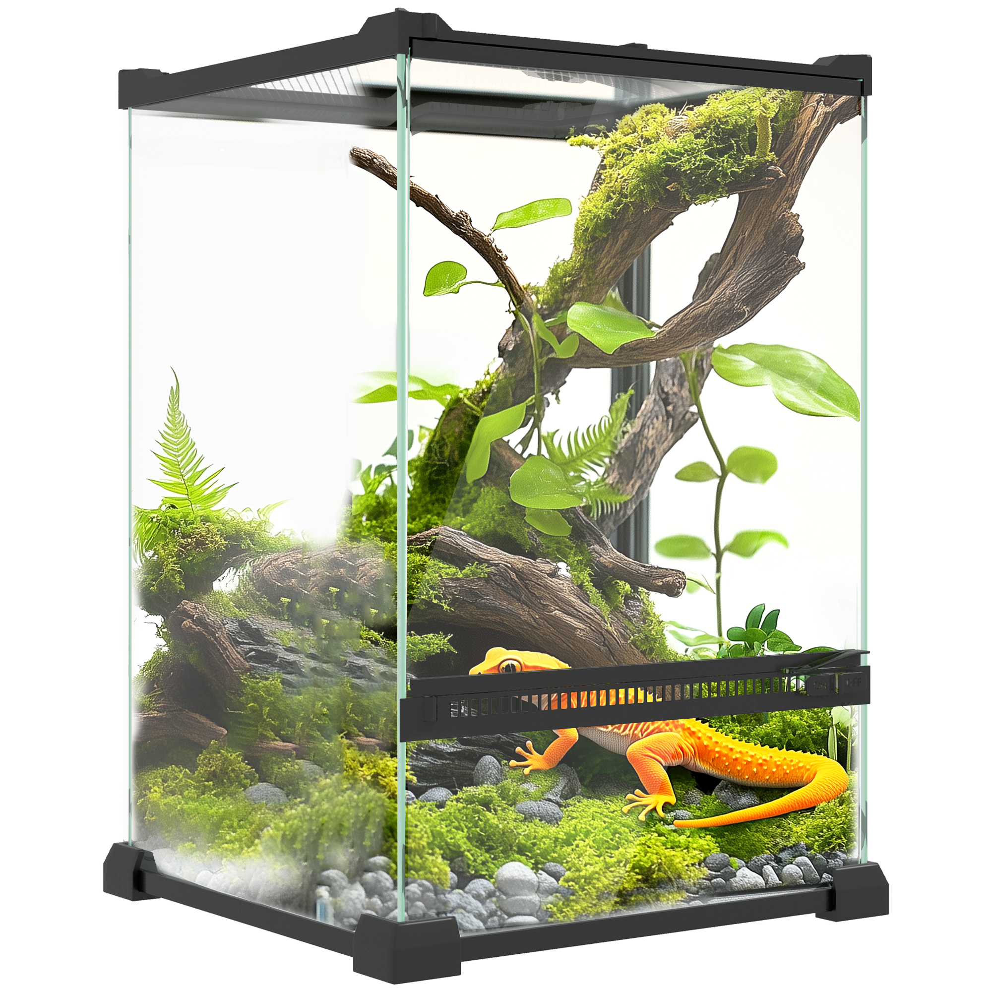 Shelley 12L Vivarium for Lizards Frogs Snakes with Anti Escape Design Ventilation - Black - Life Essentials