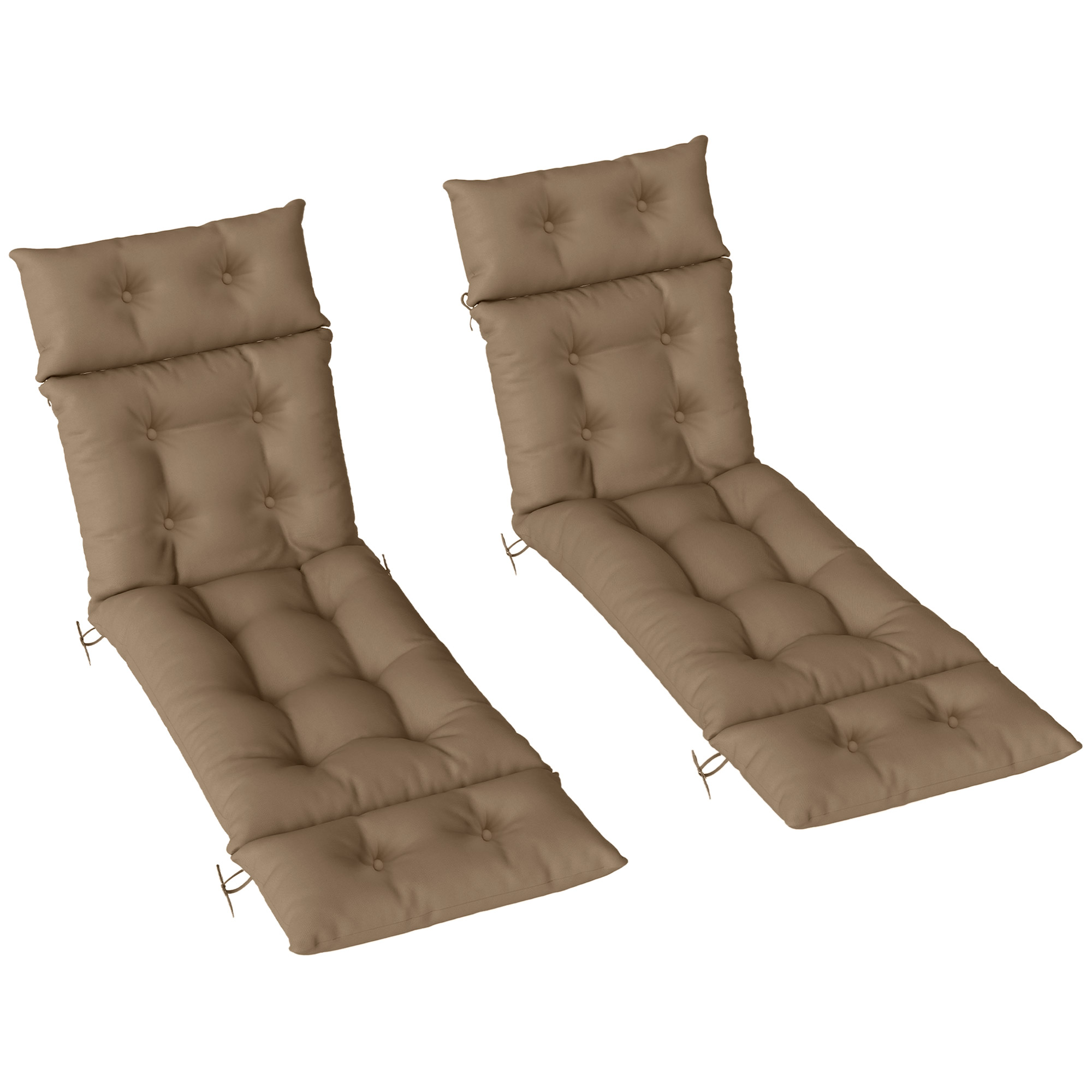 SUNVISTA Set of Two 190 x 56cm Sun Lounger Cushions - Khaki - Life Essentials