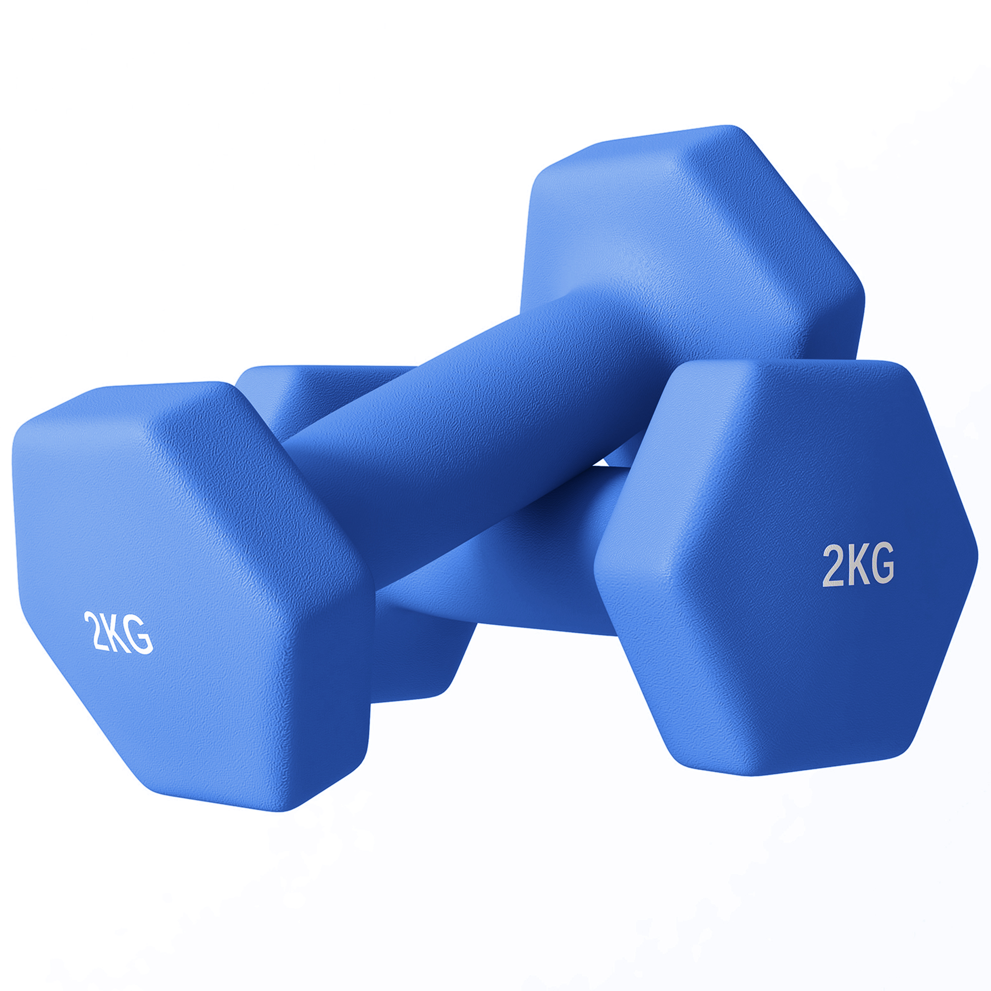 SPORTEDGE 2 x 2kg Hexagonal Dumbbells Weights Set with Non-Slip Grip for Home Gym Workout, Blue - Life Essentials
