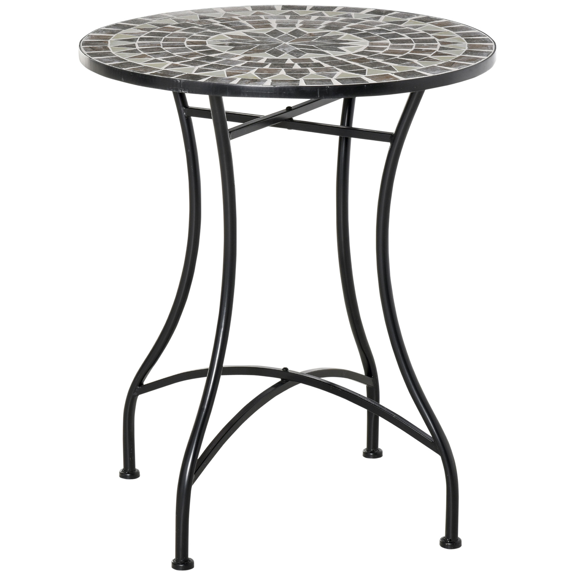 Jones Round Mosaic Side Table for Indoor and Outdoor - Grey - Life Essentials