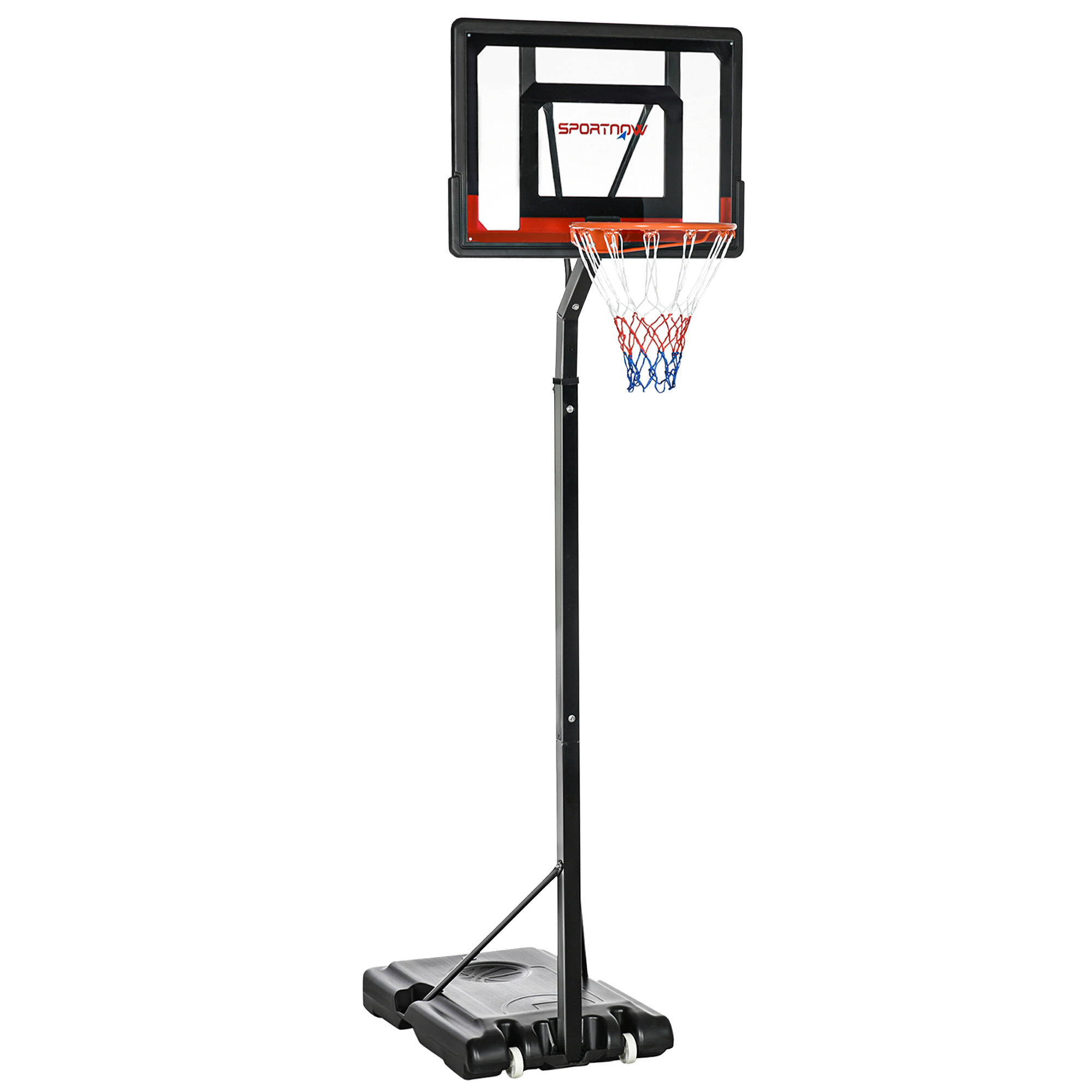 SPORTNOW 2.1-2.6m Adjustable Basketball Hoop and Basketball Stand w/ Sturdy Backboard and Weighted Base, Portable on Wheels - Life Essentials