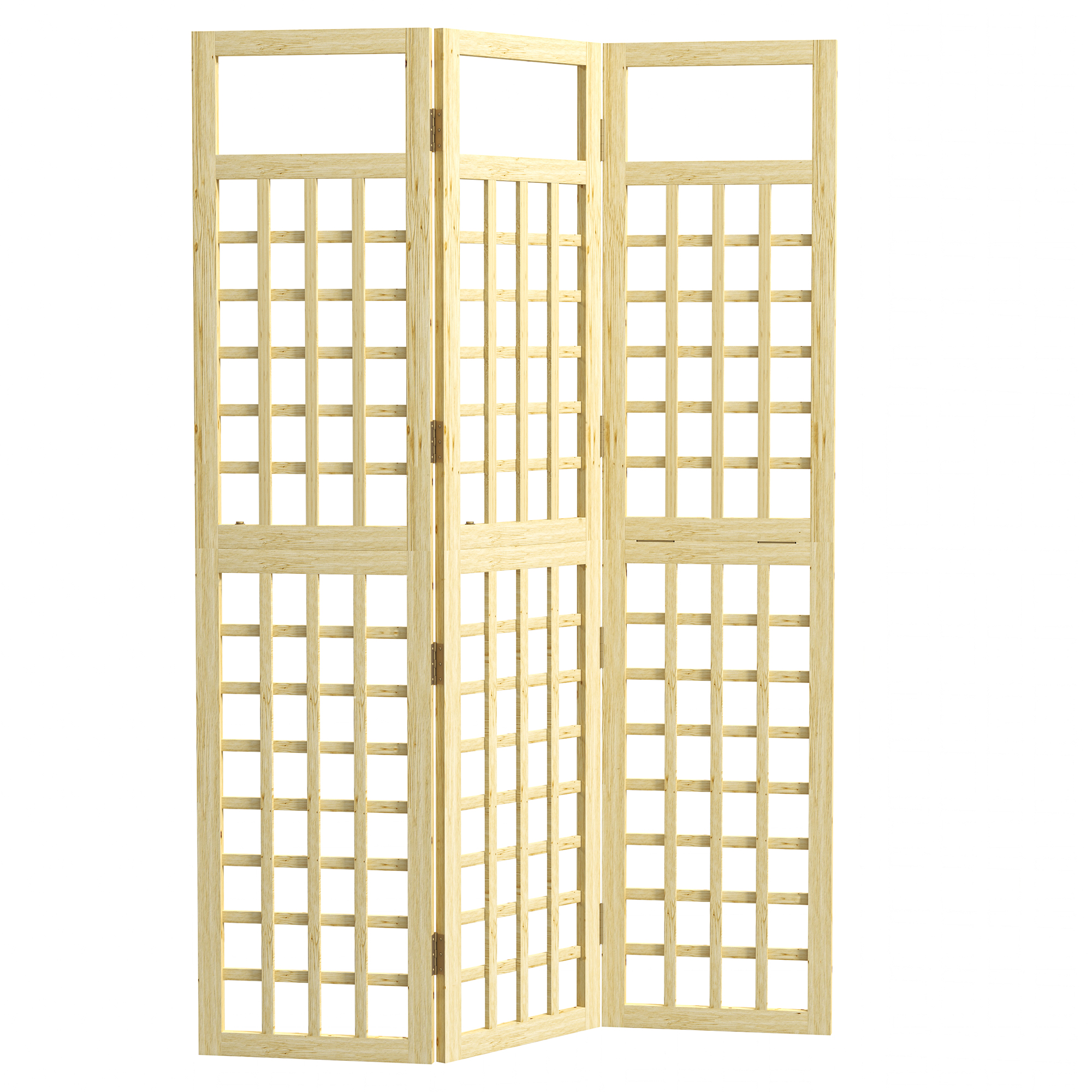 SUNVISTA 3-Panel Garden Privacy Screen, Freestanding Foldable Wooden Outdoor Divider/Trellis, Natural Wood Finish - Life Essentials