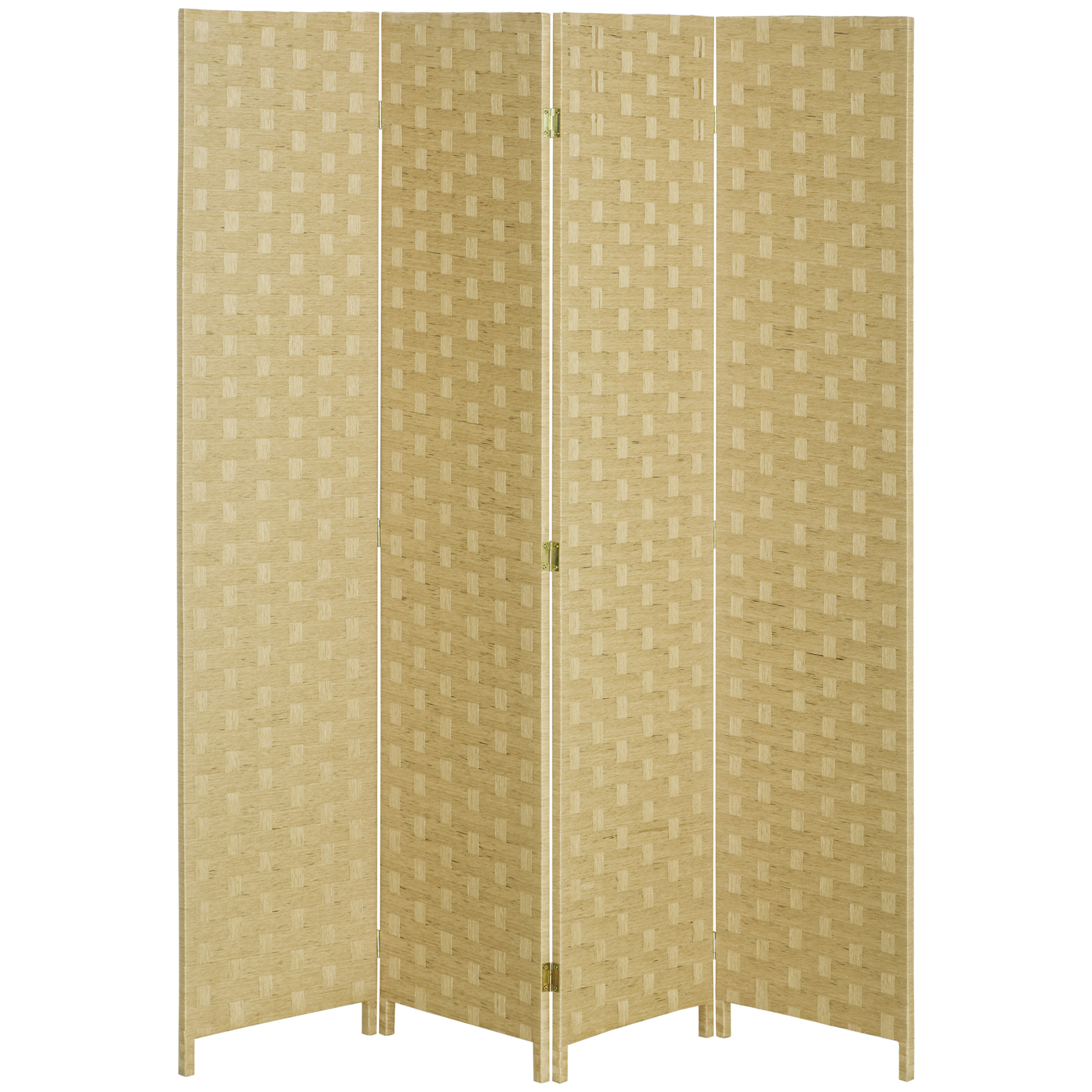 4-Panel Room Dividers, Wave Fibre Freestanding Folding Privacy Screen Panels, Partition Wall Divider for Indoor Bedroom Office, 170 cm, Brown - Life 