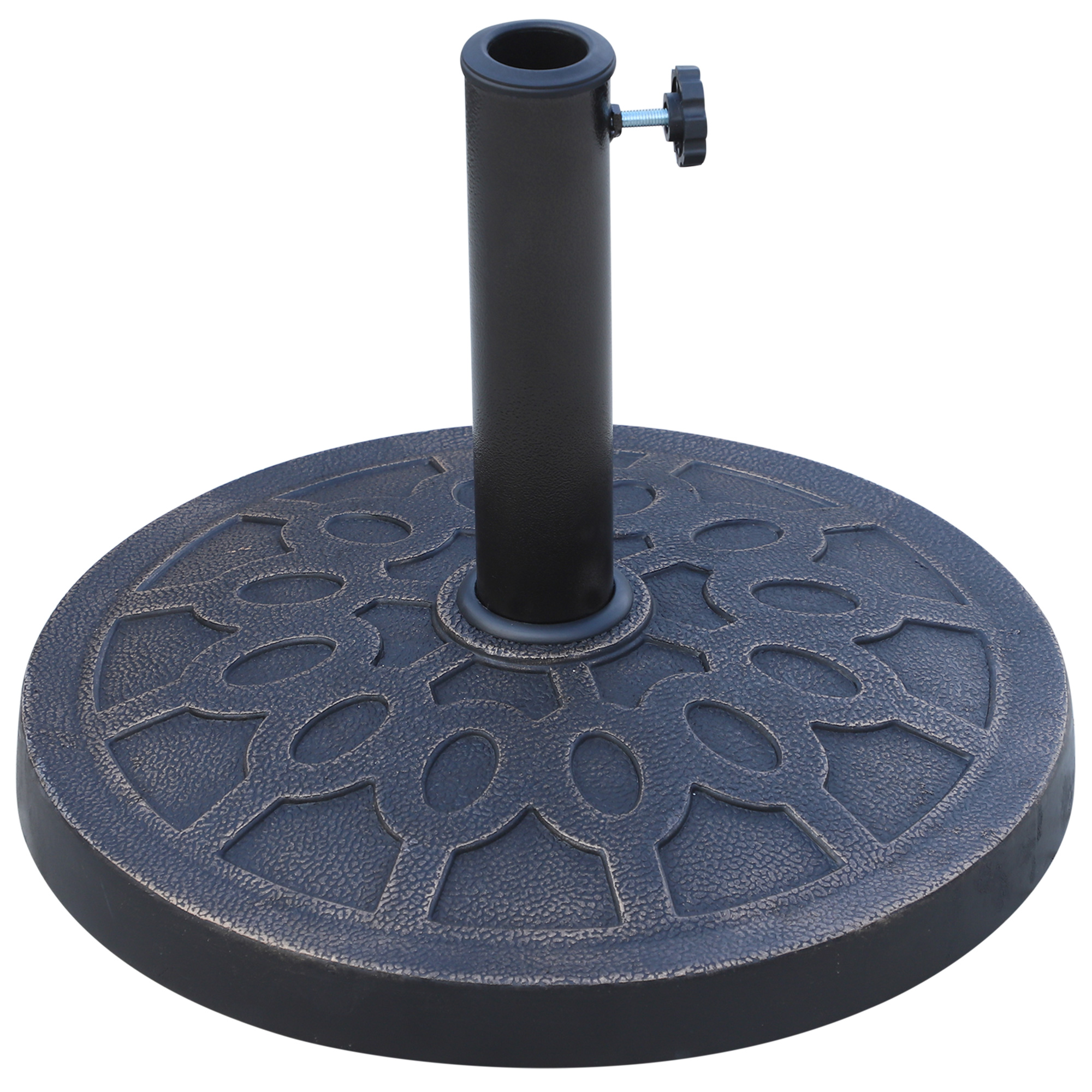 13kg Resin Umbrella Stand Holder, Garden Parasol Base for 38mm or 48mm Outdoor Umbrella Poles, Bronze Tone - Life Essentials
