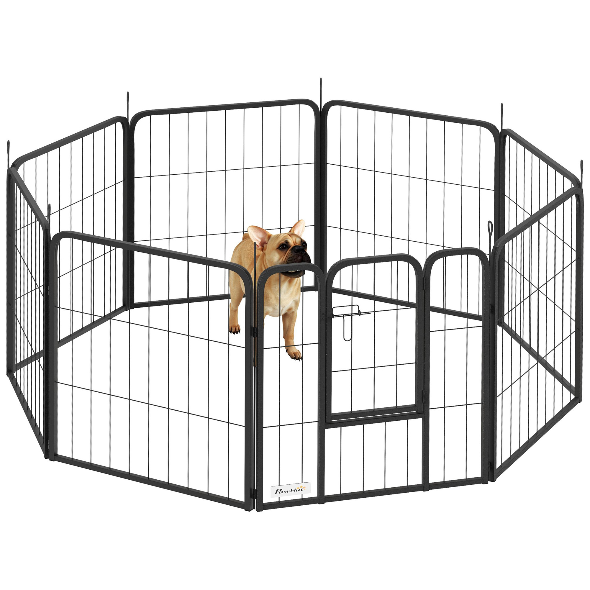 PAWSTER 8 Panels Heavy Duty Dog Playpen with Door Indoor Outdoor, for Small Dogs, 60cm High - Life Essentials