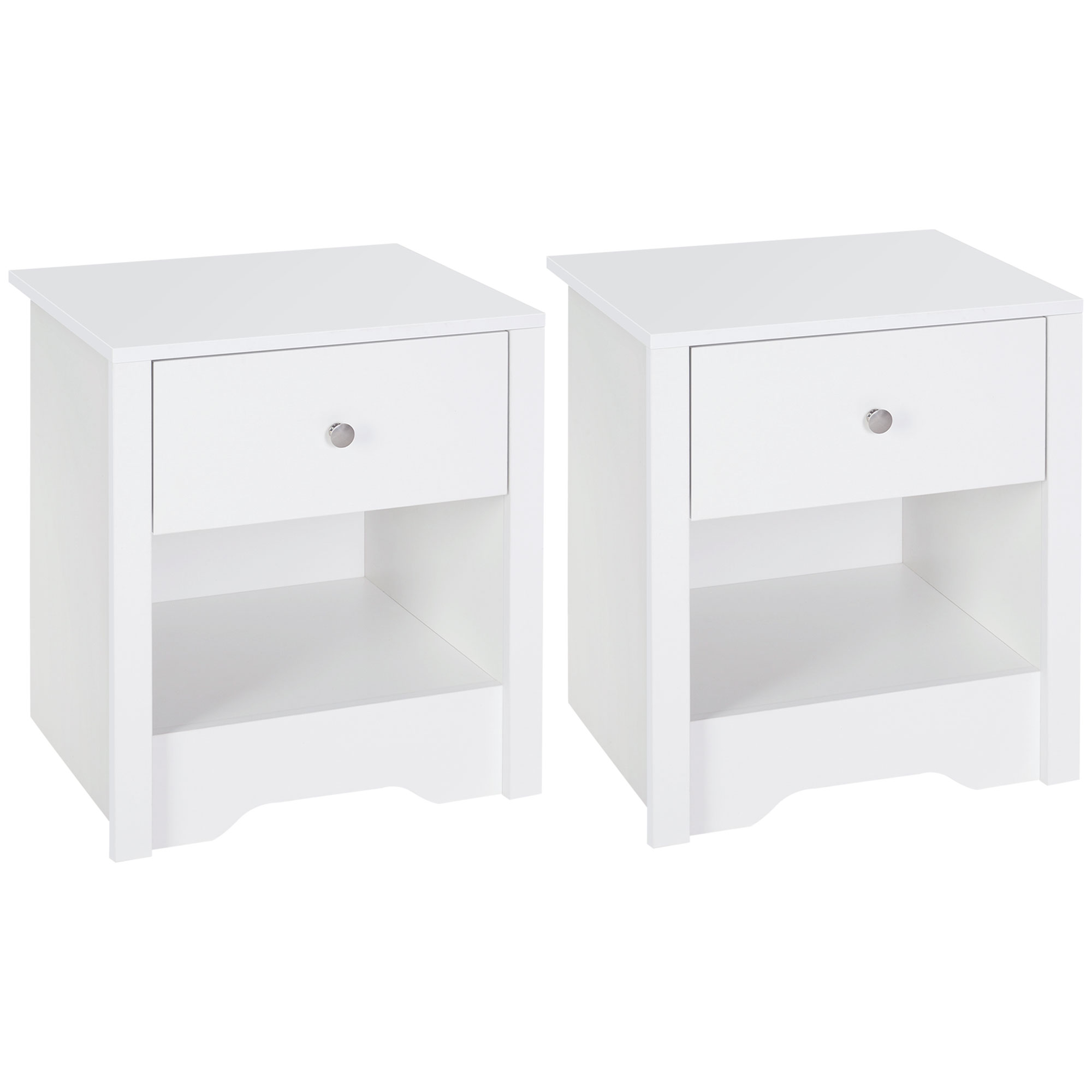 Bedside Table - MODERN 2 Piece Nightstand White 53cm - Life Essentials