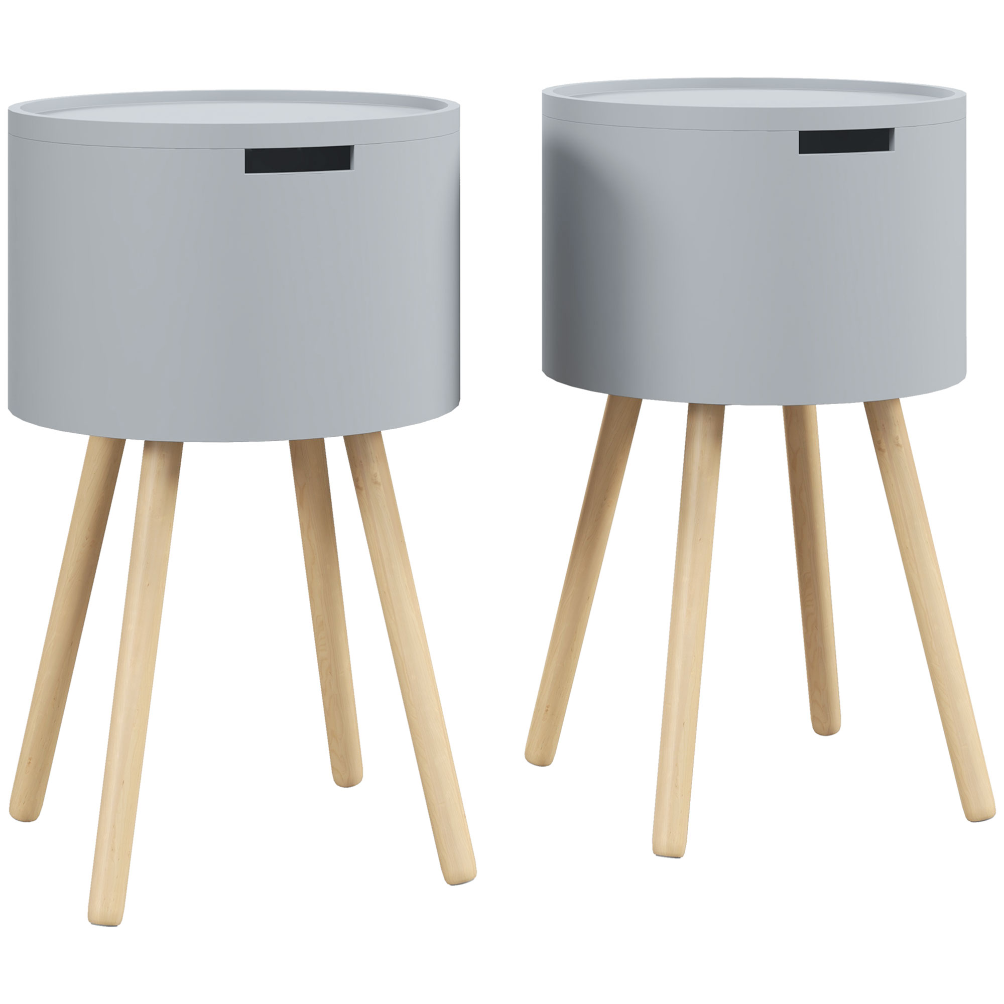 Scott Modern Side Table with Concealed Storage - Grey - Life Essentials