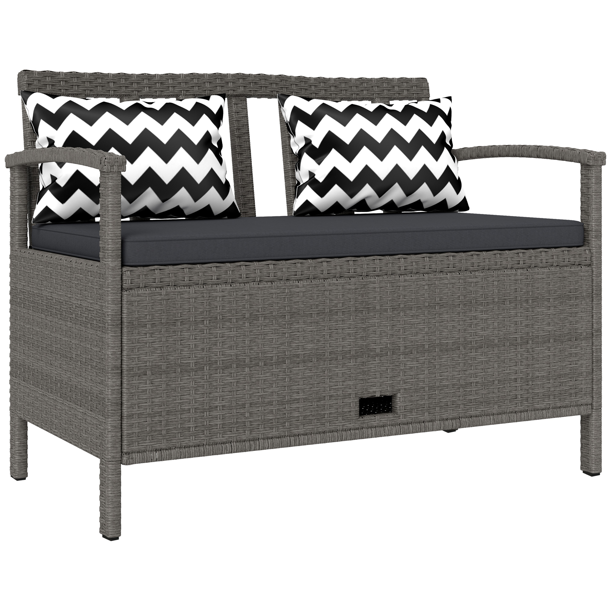 SUNVISTA 160L Storage Two-Seater Rattan Bench - Grey - Life Essentials