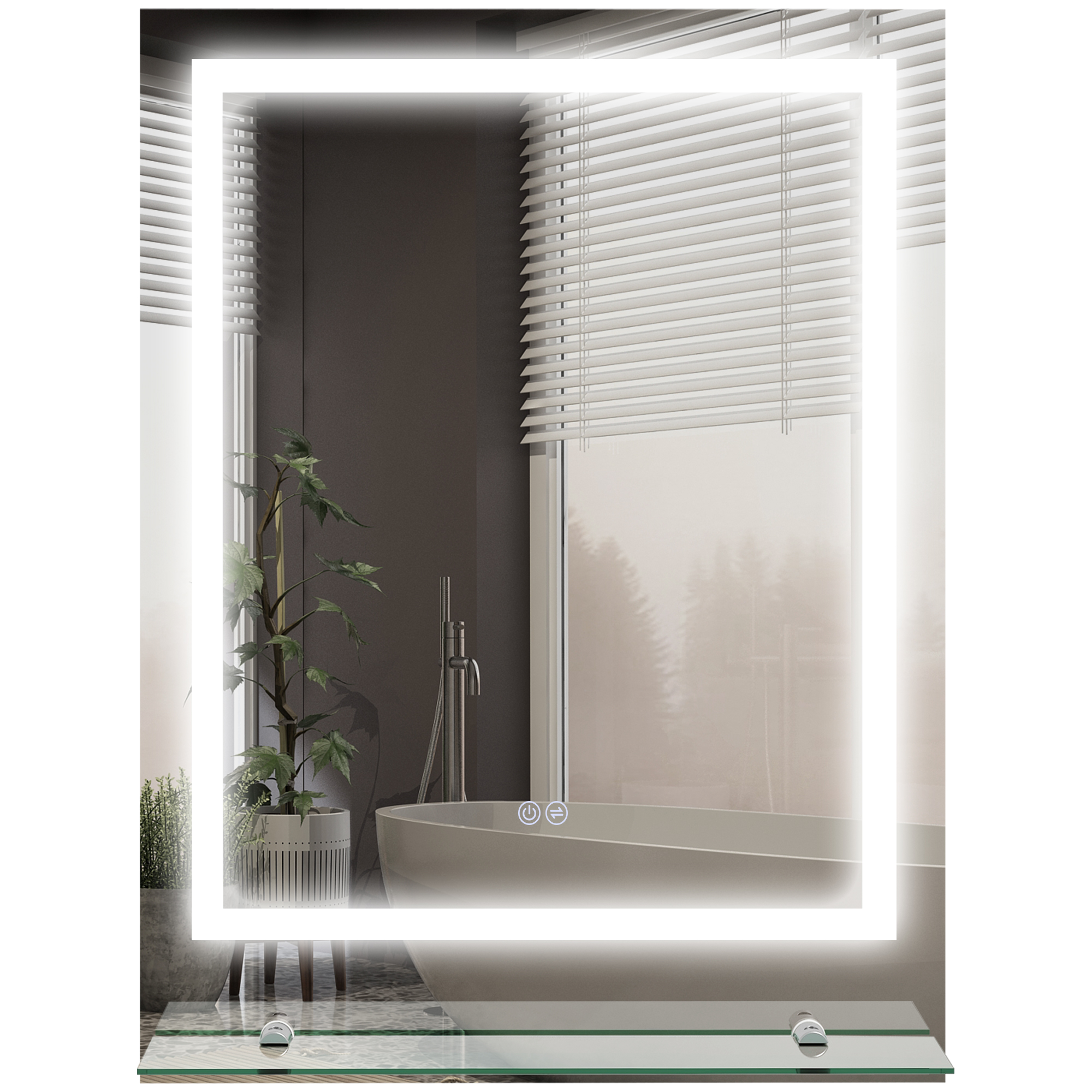 kleankin LED Bathroom Mirror with Lights and Shelf, Illuminated Makeup Mirror, Vanity Mirror with 3 Colour, Smart Touch, Anti-Fog - Life Essentials