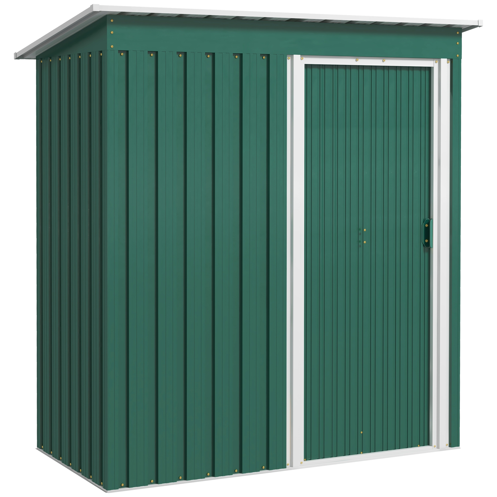 5 x 3ft Garden Storage Shed with Sliding Door and Sloped Roof Outdoor Equipment Tool Garden, Green - Life Essentials