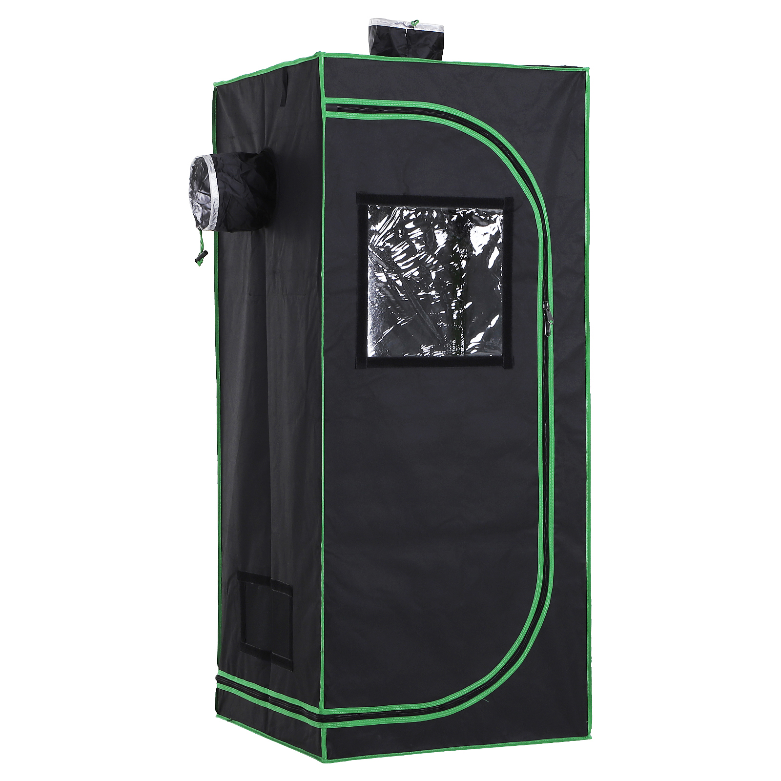 Hydroponic Plant Grow Tent W/ Window Tool Bag, 60L x 60W x 140Hcm-Black/Green - Life Essentials