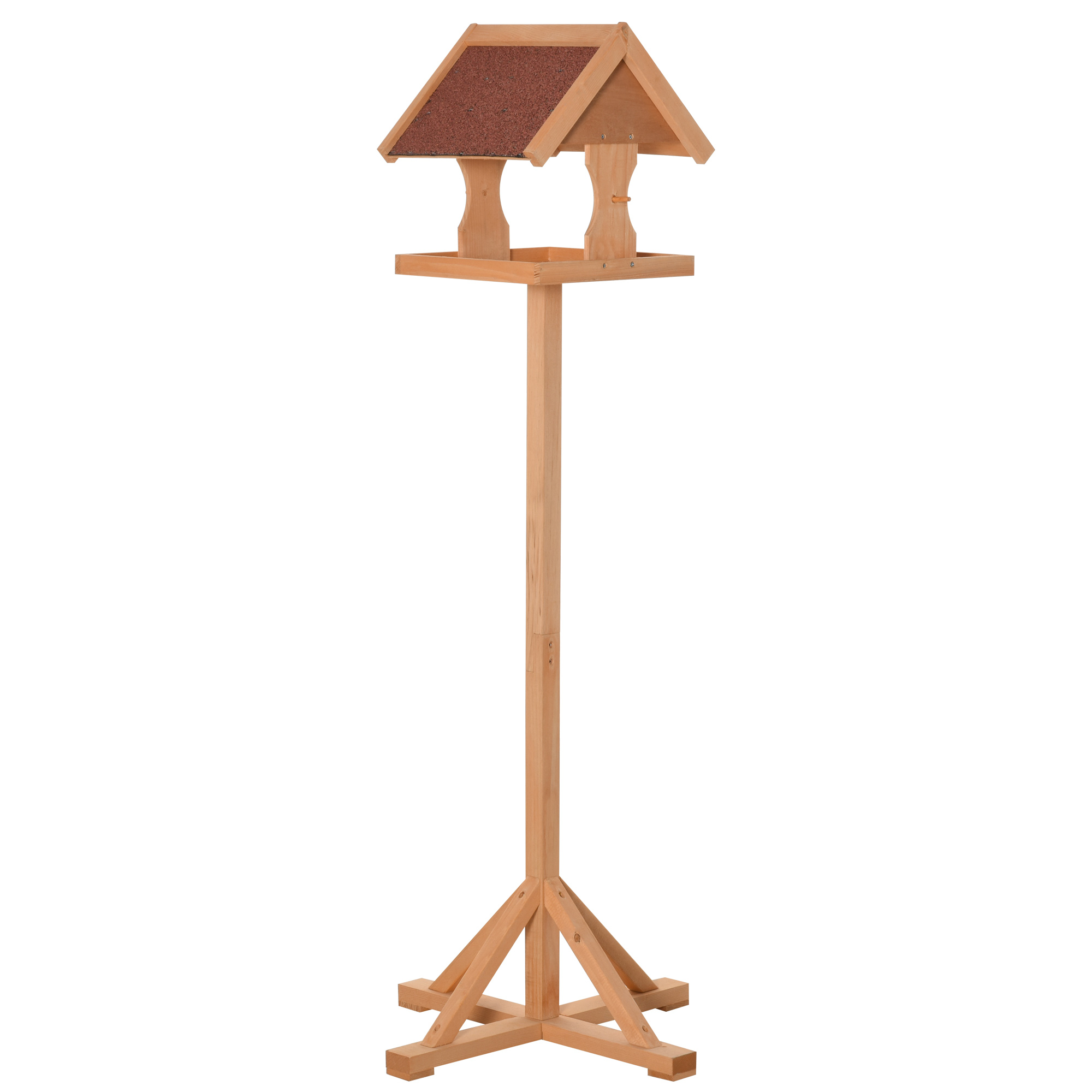 Wooden Bird Feeder Table Freestanding with Weather Resistant Roof Cross-shaped Support Feet for Backyard Pre-cut 55 x 55 x 144cm Natural - Life 