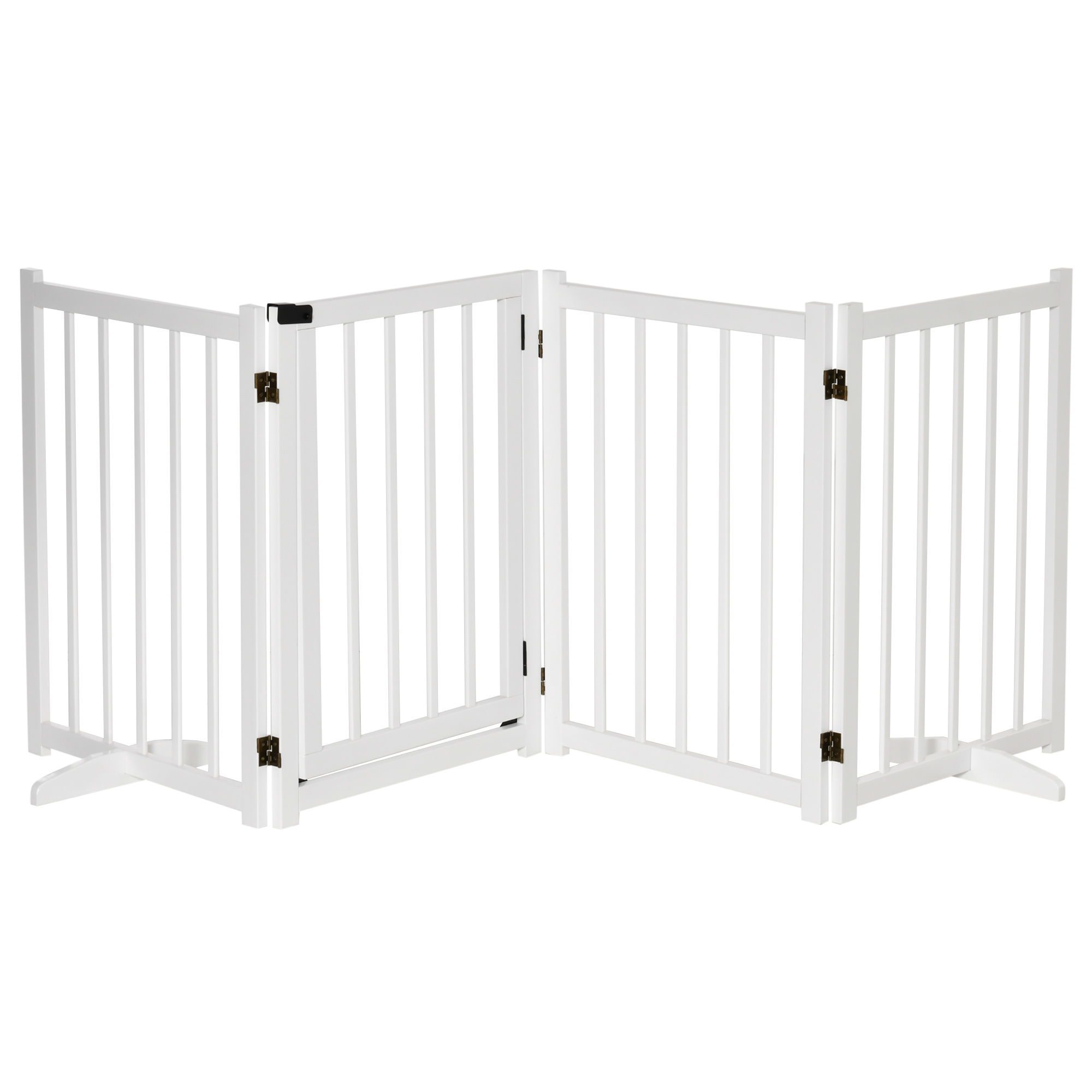 Freestanding Wooden Foldable Dog Safety Barrier Pet Gate for Small and Medium Dogs - White - Life Essentials