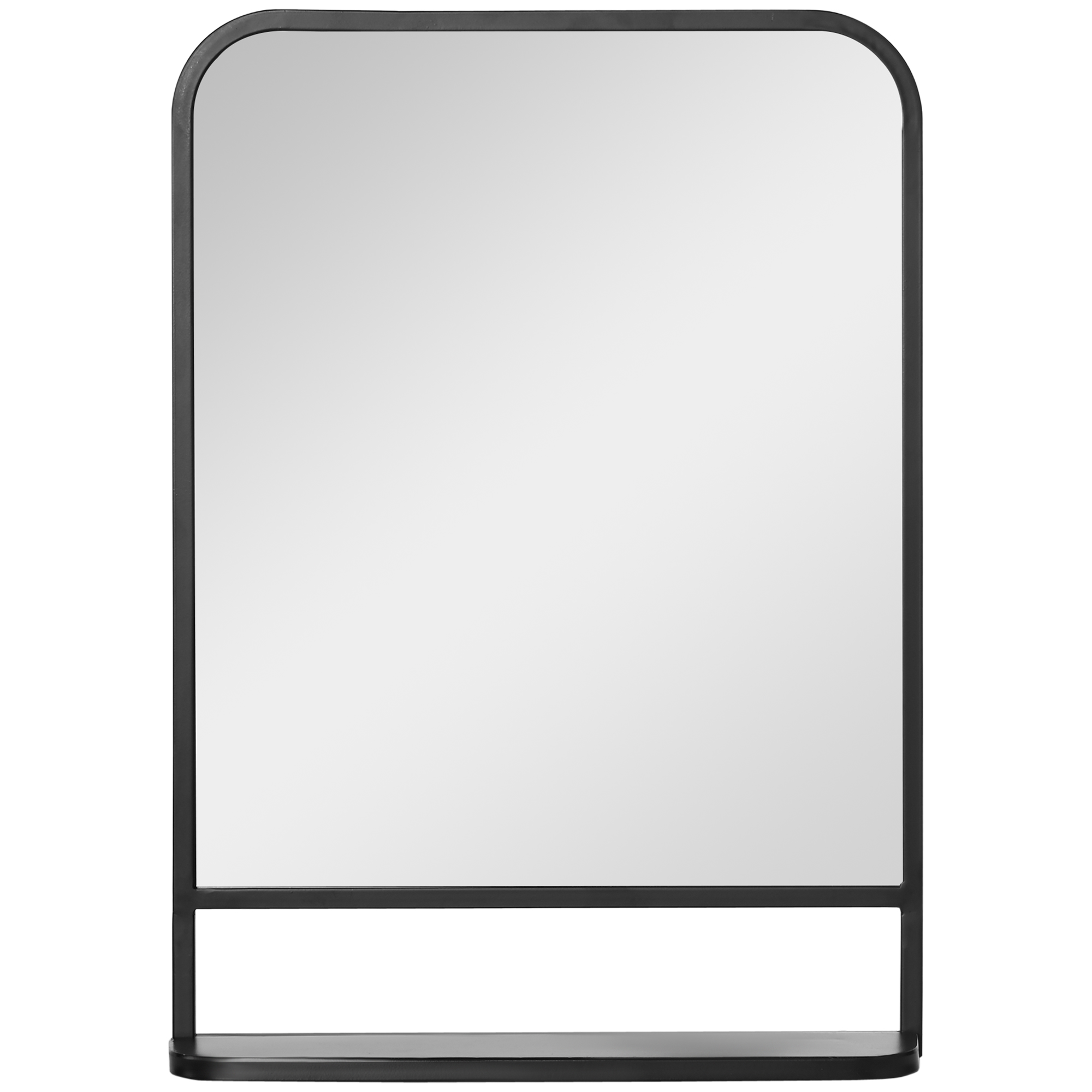 Modern Square Wall Mirror with Storage Shelf, 70 x 50 cm Mirrors for Living Room, Bedroom, Black - Life Essentials