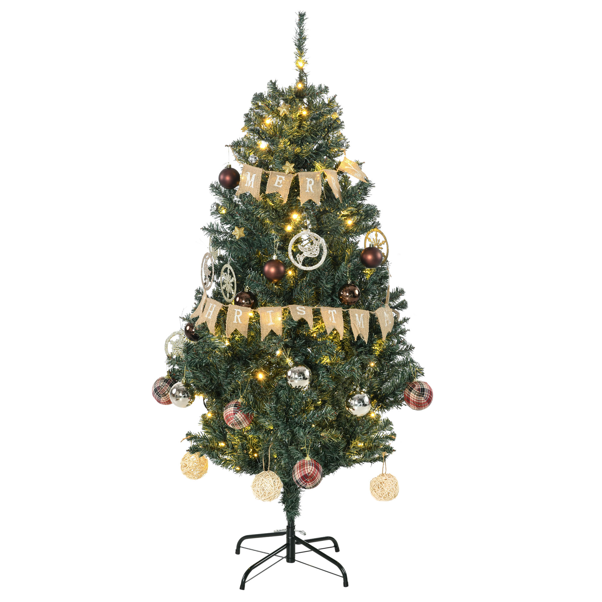 Debbie 5 Artificial Prelit Christmas Trees Holiday Decor with Warm White LED Lights Decoration Banner Tag Ball - Life Essentials