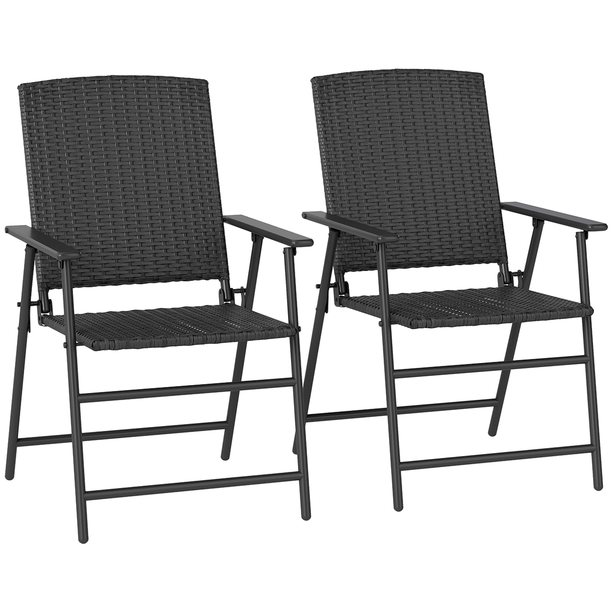 SUNVISTA Set of Two Folding Rattan Seat Chairs - Black - Life Essentials