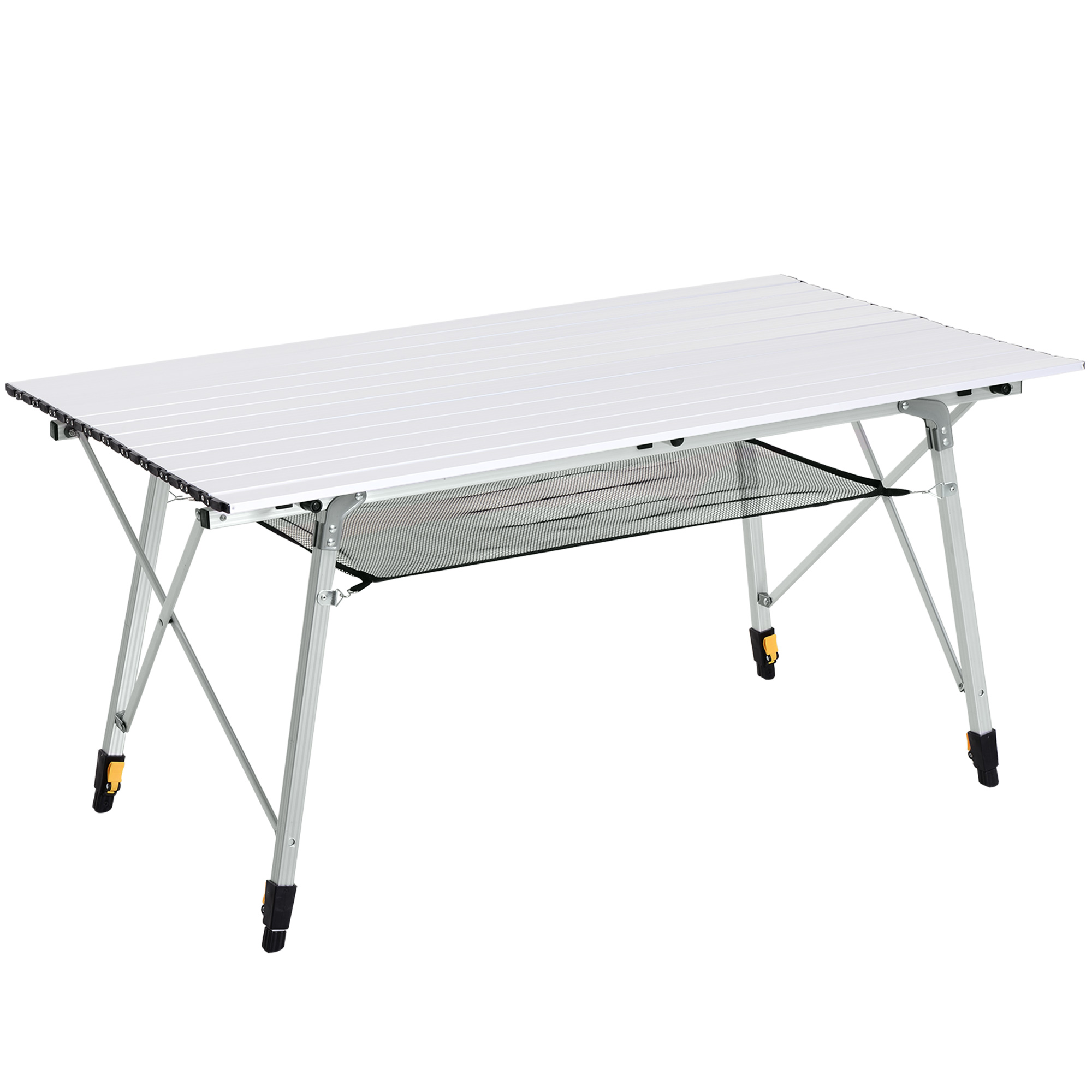 4FT Folding Aluminium Picnic Table Portable Camping BBQ Table Roll Up Top Mesh Layer Rack with Carrying Bag - Life Essentials