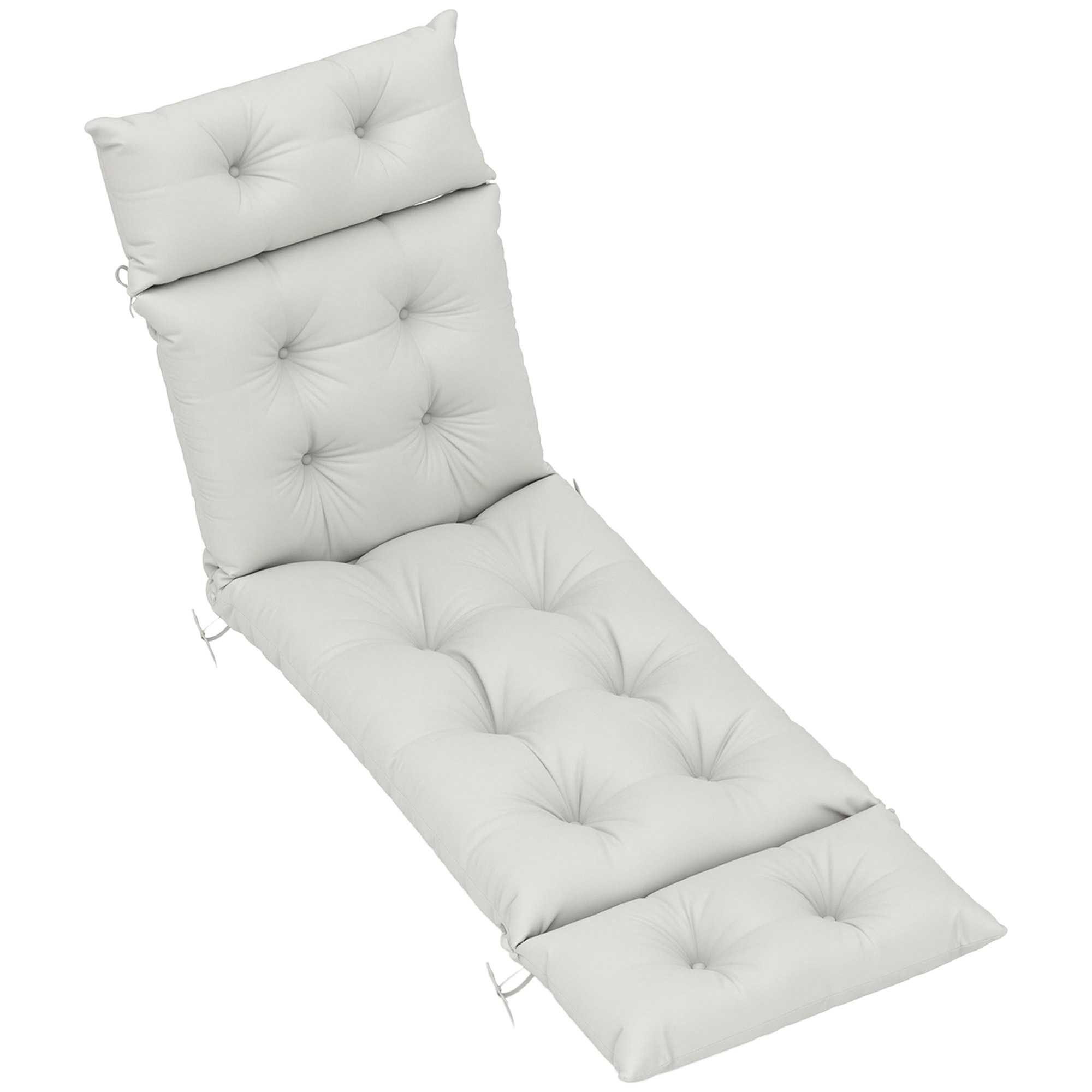 SUNVISTA Sun Lounger Cushion Only, 190x56x10cm Garden Lounge Chair Cushion, Light Grey - Life Essentials