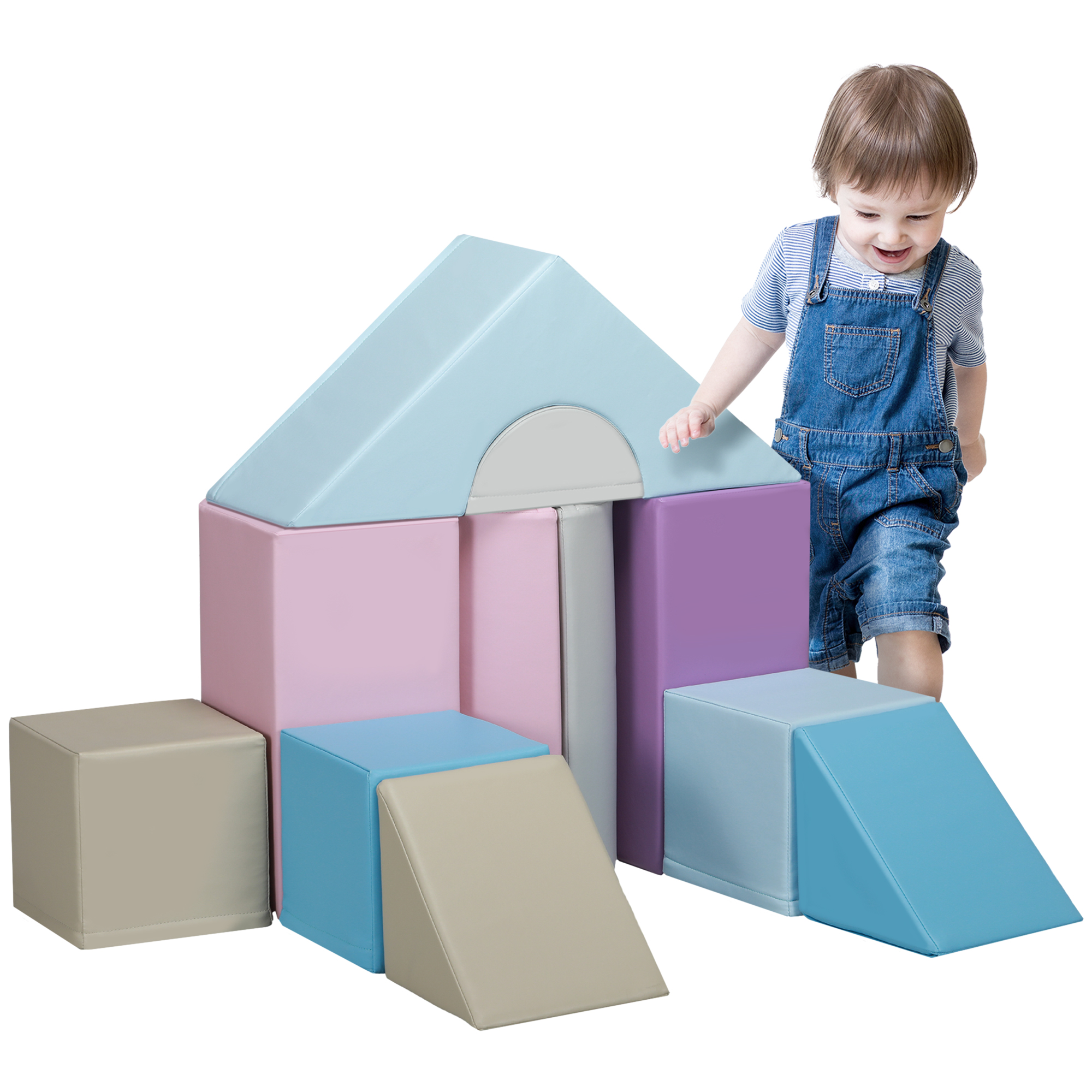 Kids Toys - 11-Piece Soft Play Equipment Set Blue 25cm - Life Essentials