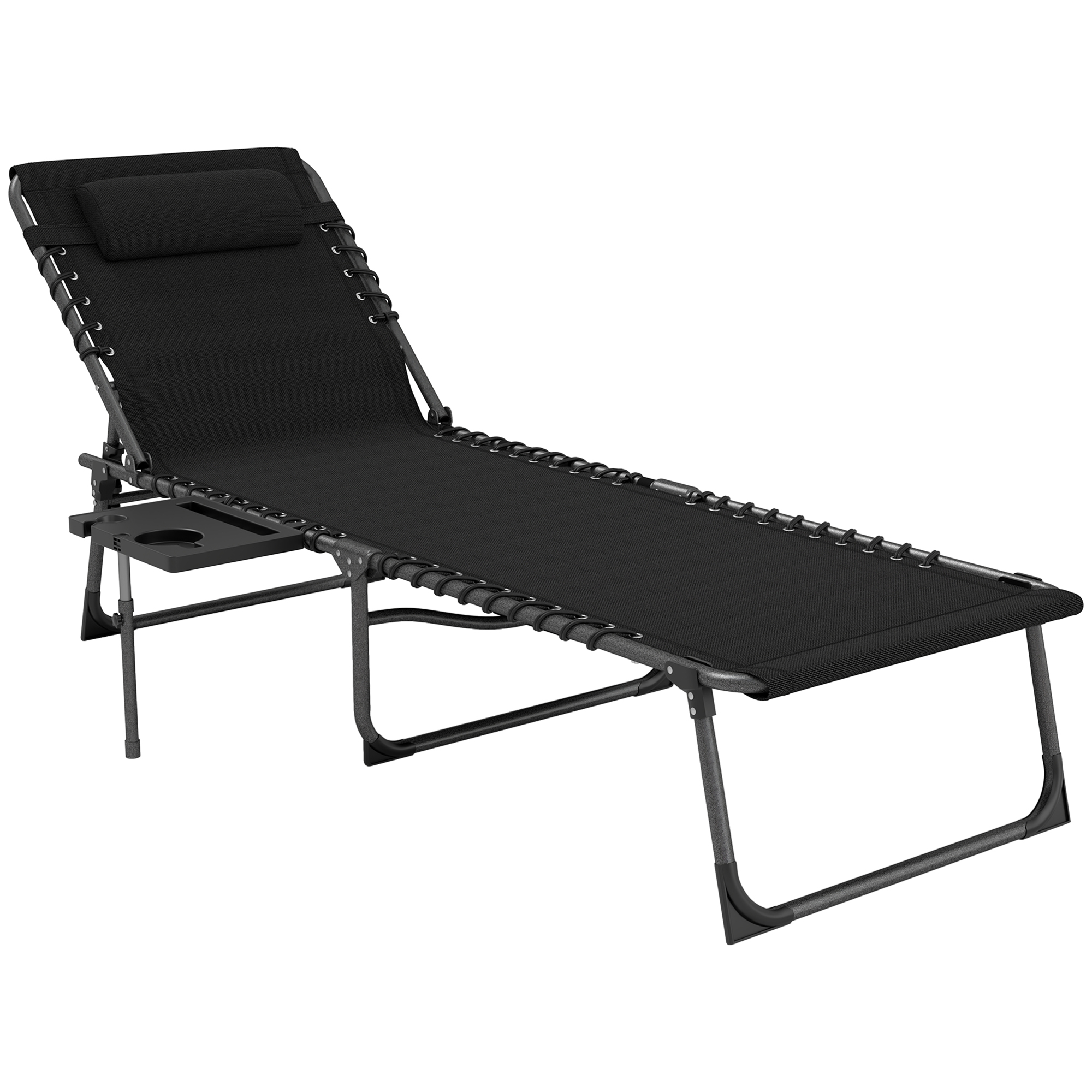 SUNVISTA Five-Position Reclining Sun Lounger - Black - Life Essentials
