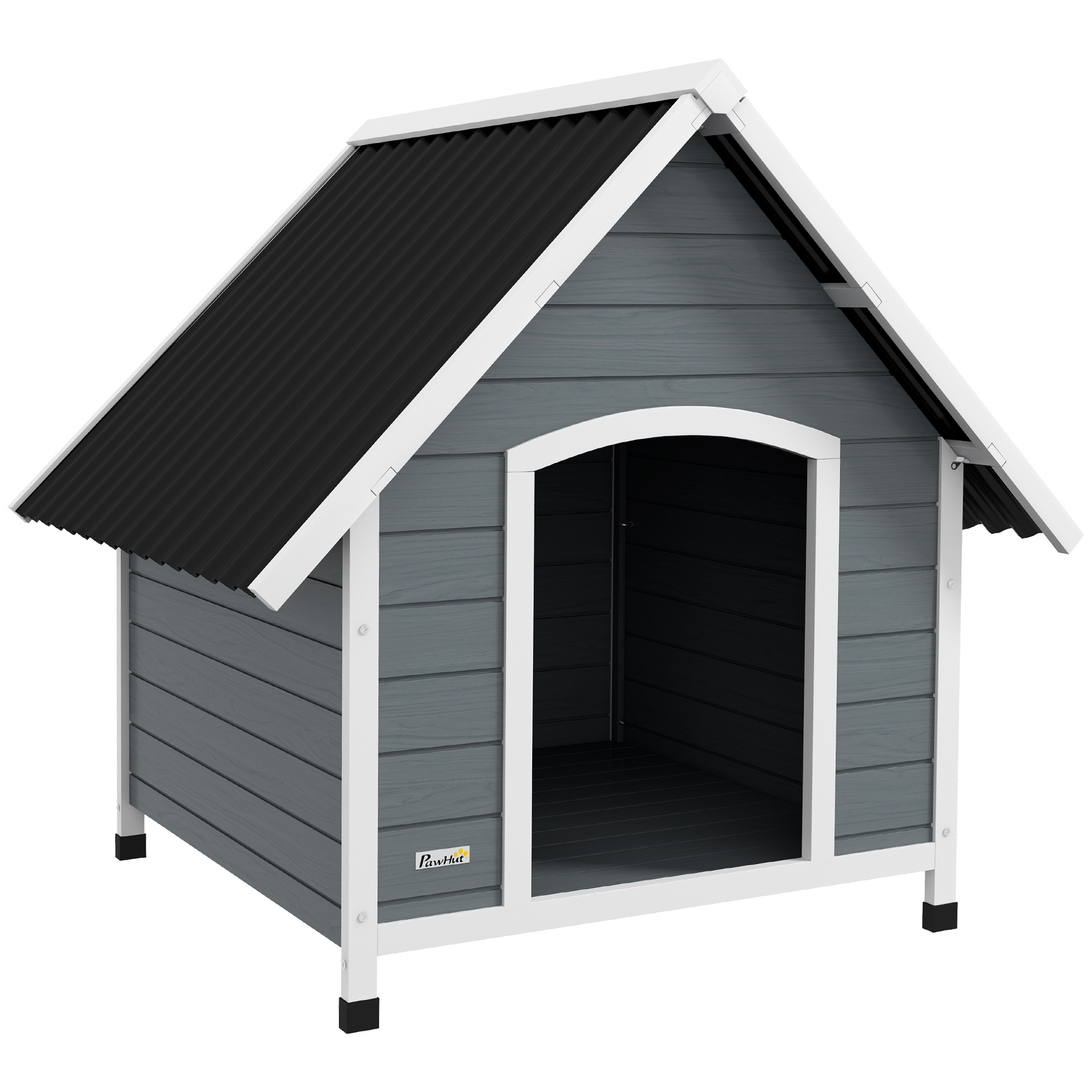 Shelley Outdoor Dog House with Removable Floor for Large Dogs - Wooden Grey - Life Essentials