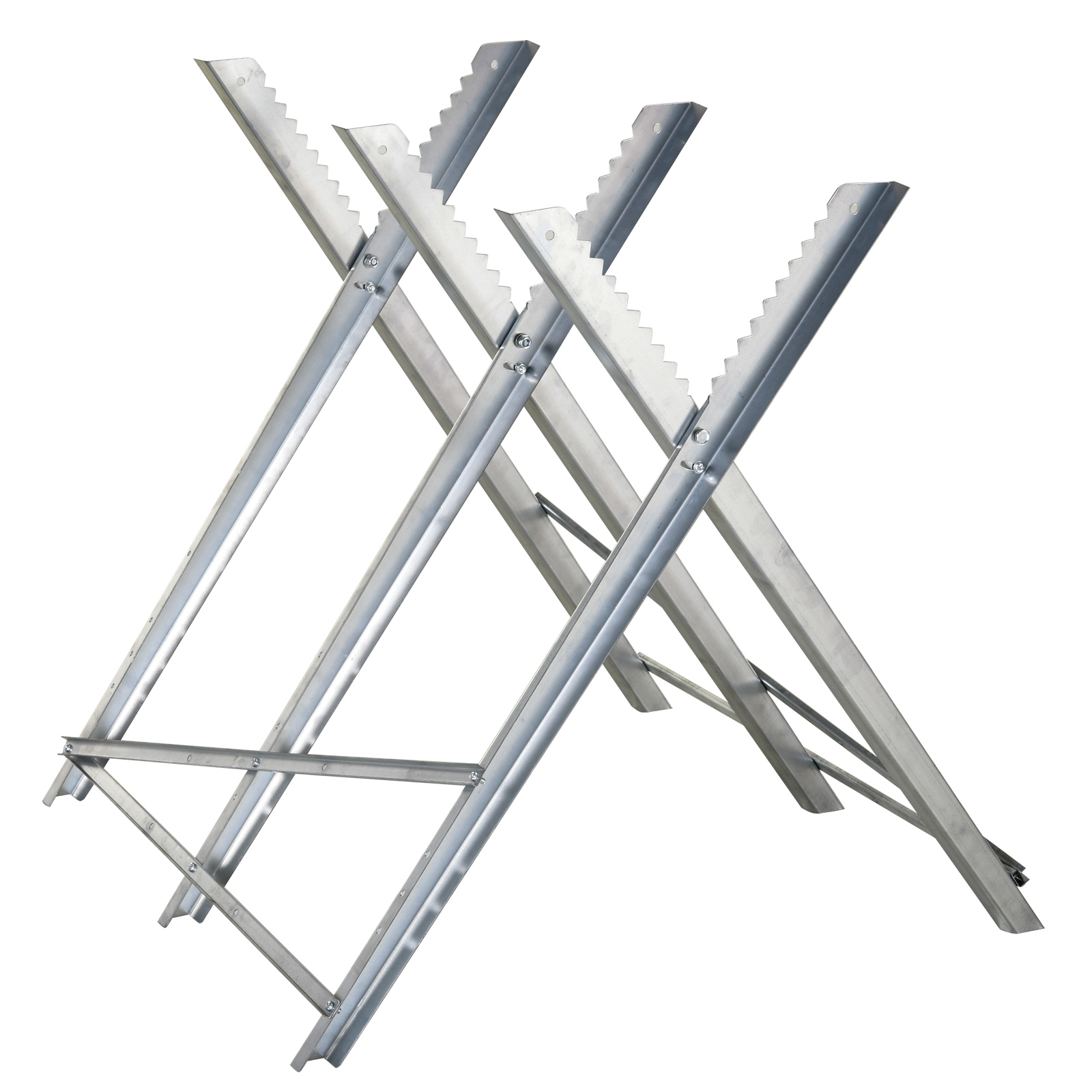 DURWELL Portable Sawhorse Heavy Duty Steel Adjustable Work Support, Foldable Sawhorse Stand 100 kg Weight Capacity, Silver Tone - Life Essentials