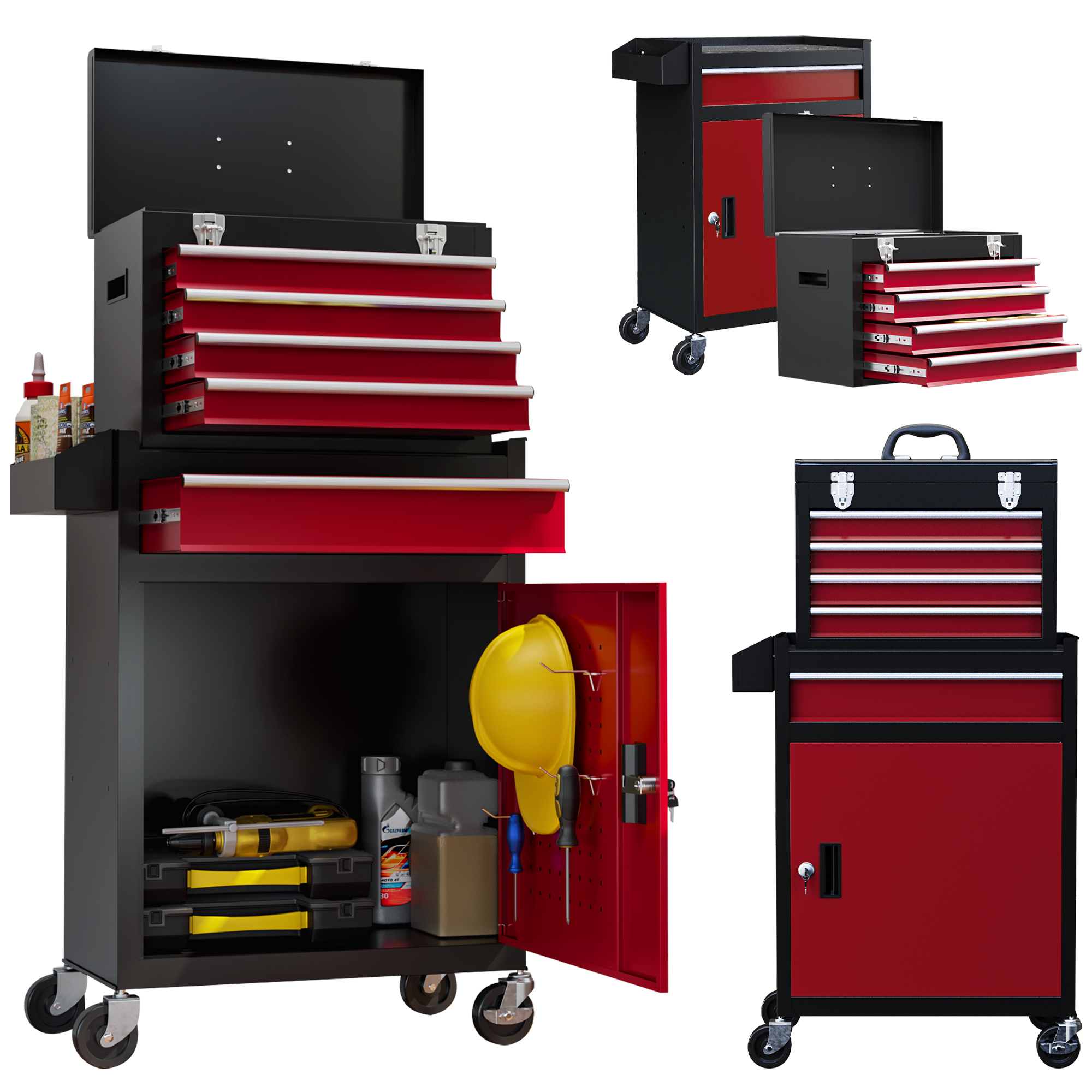 Scott Rolling Tool Cabinet on Wheels with 5 Drawers and Lockable - Portable