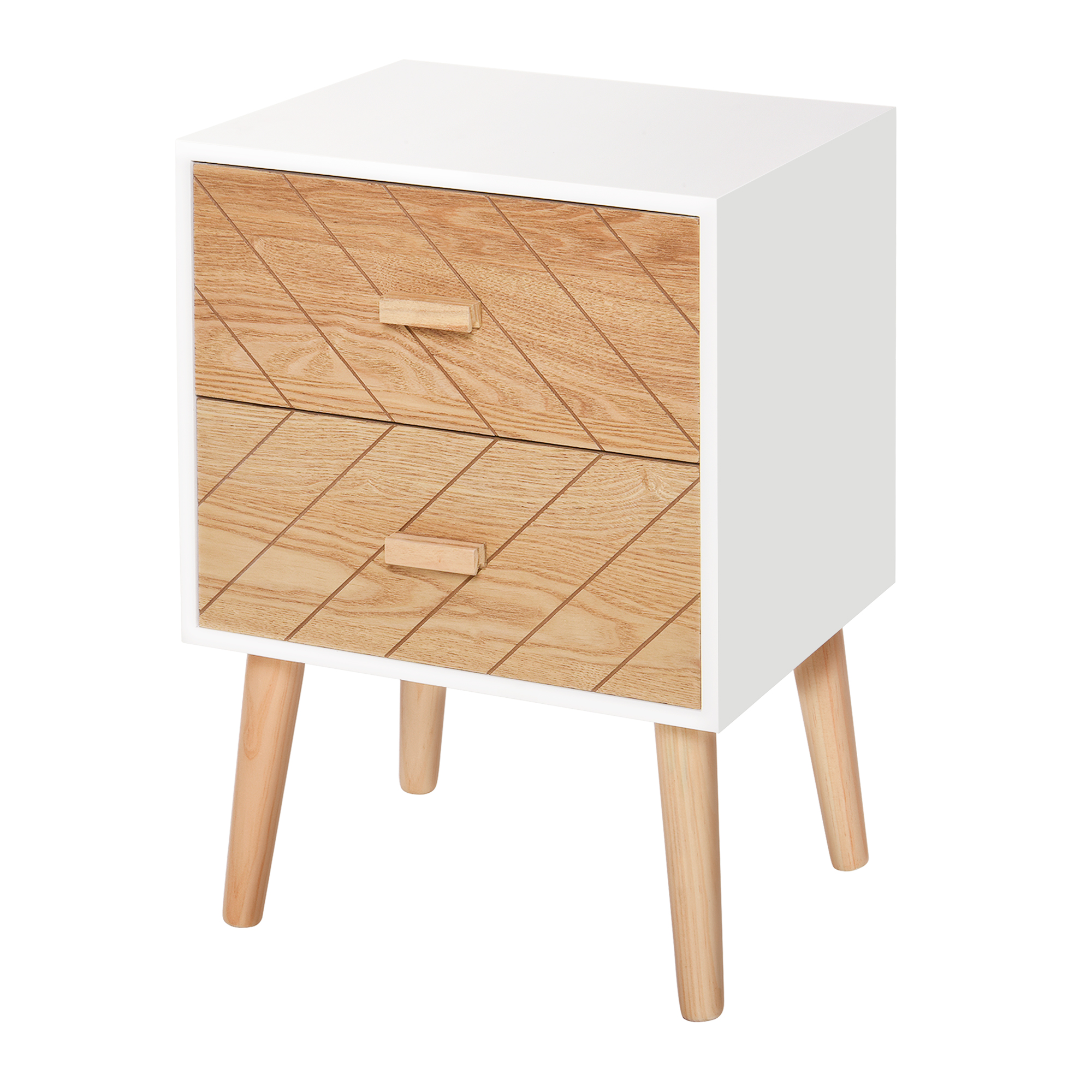 Bedside Table - NORDIC 2 Drawer Nightstand White 30cm - Life Essentials