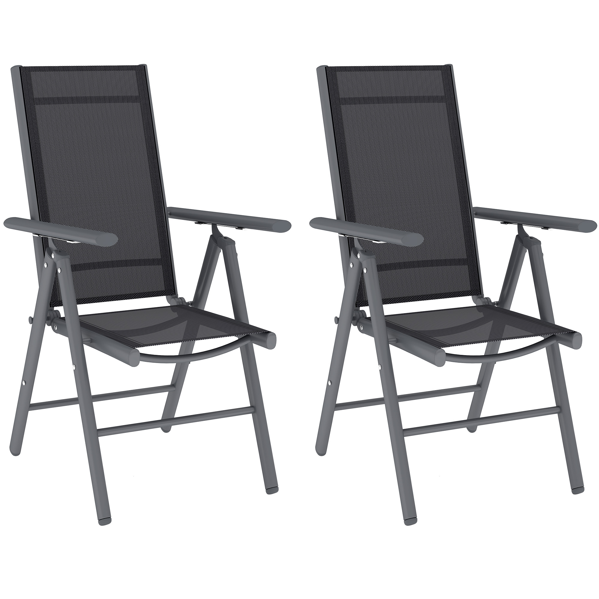 SUNVISTA Set of 2 Folding Chair, Dark Grey - Life Essentials