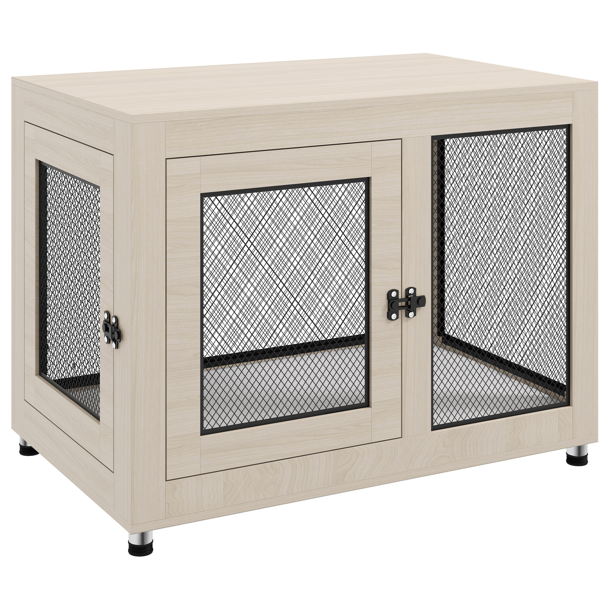 2-in-1 Dog Cage & Side Table, with Two Doors, Cushion, for Large Dogs - Life Essentials