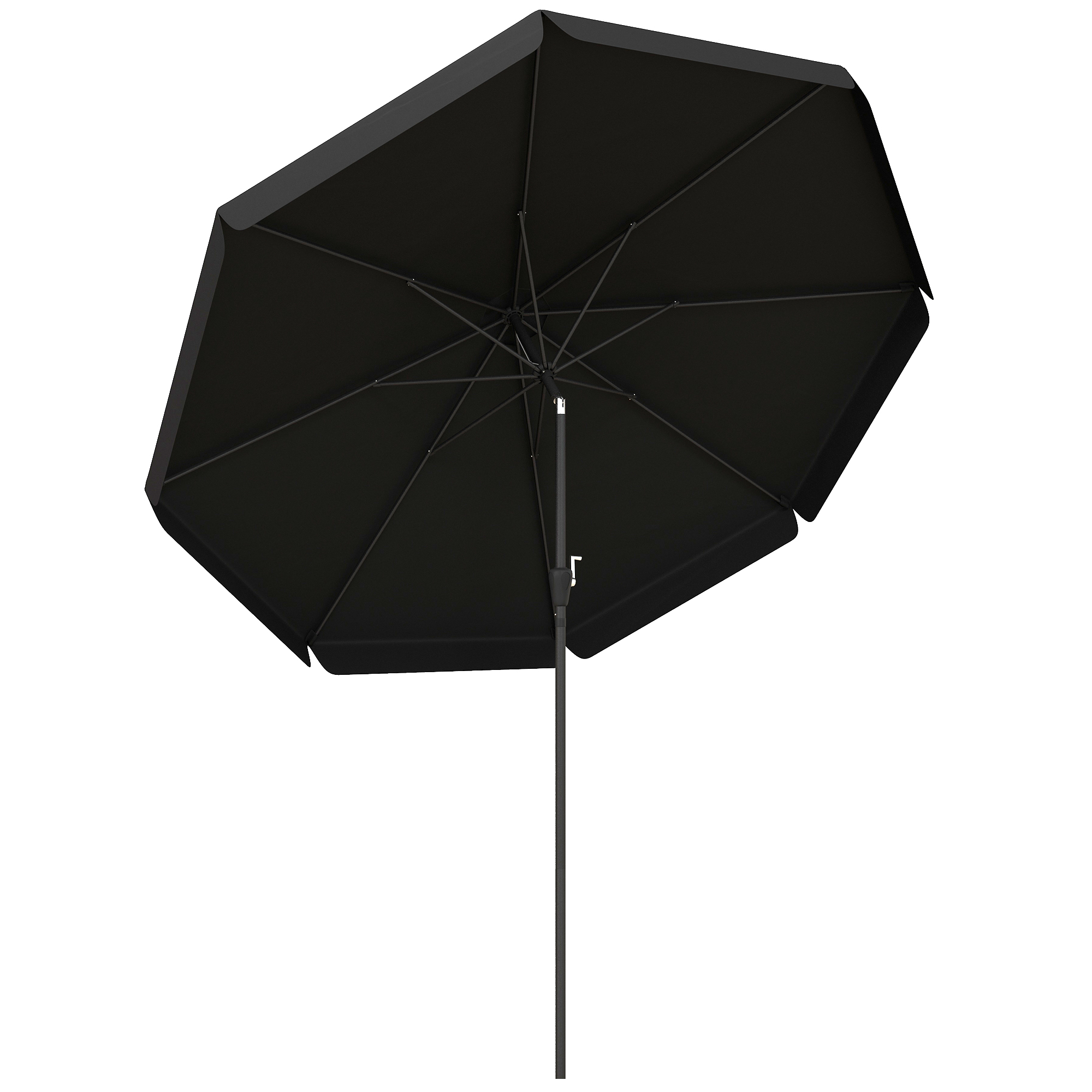 2.7m Patio Parasol Garden Umbrellas Outdoor Sun Shade Table Umbrella with Tilt, Crank, 8 Ribs, Ruffles, Black - Life Essentials